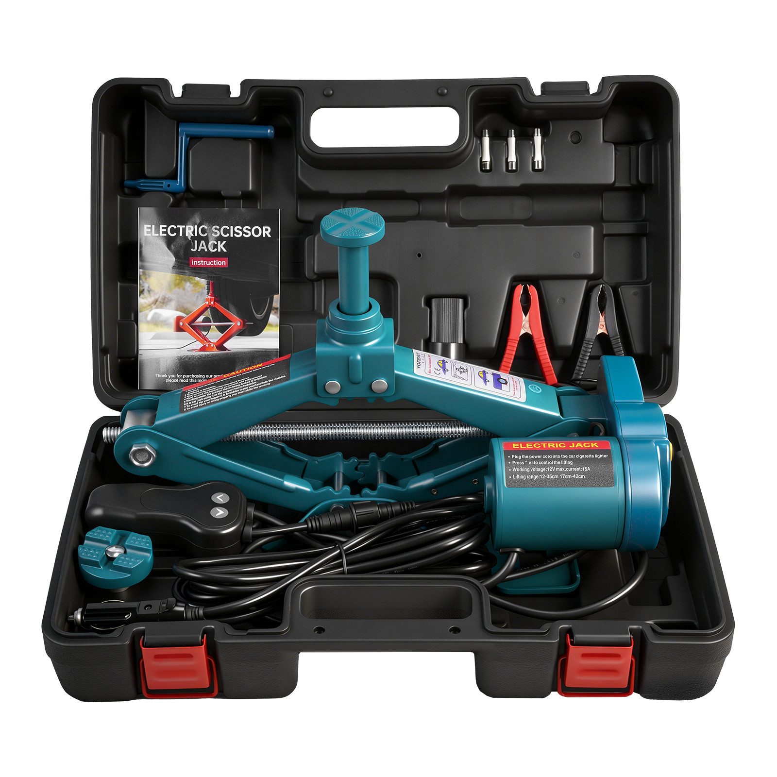 Yofidra Wagenheber 12V Elektrischer Hydraulikheber, max. Hubhöhe: 37 cm, bis 3 t, max. Hubhöhe: 37 cm, Scherenwagenheber Tragbarer Wagenheber für PKW, SUV Und MPV