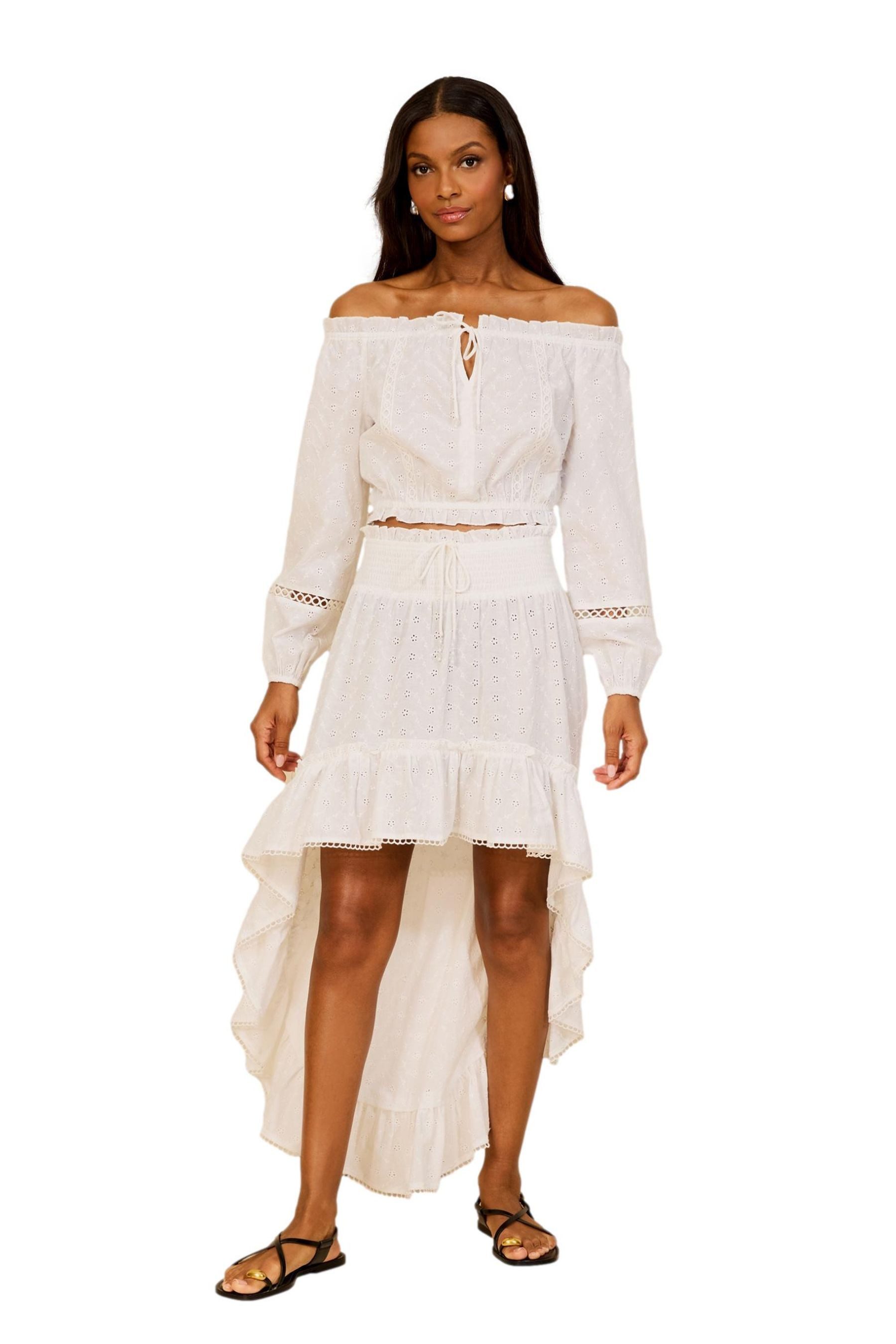 LIPSY Strandkleid Lipsy Cover-up mit Bardot-Ausschnitt + Zipfelrock (1-tlg)