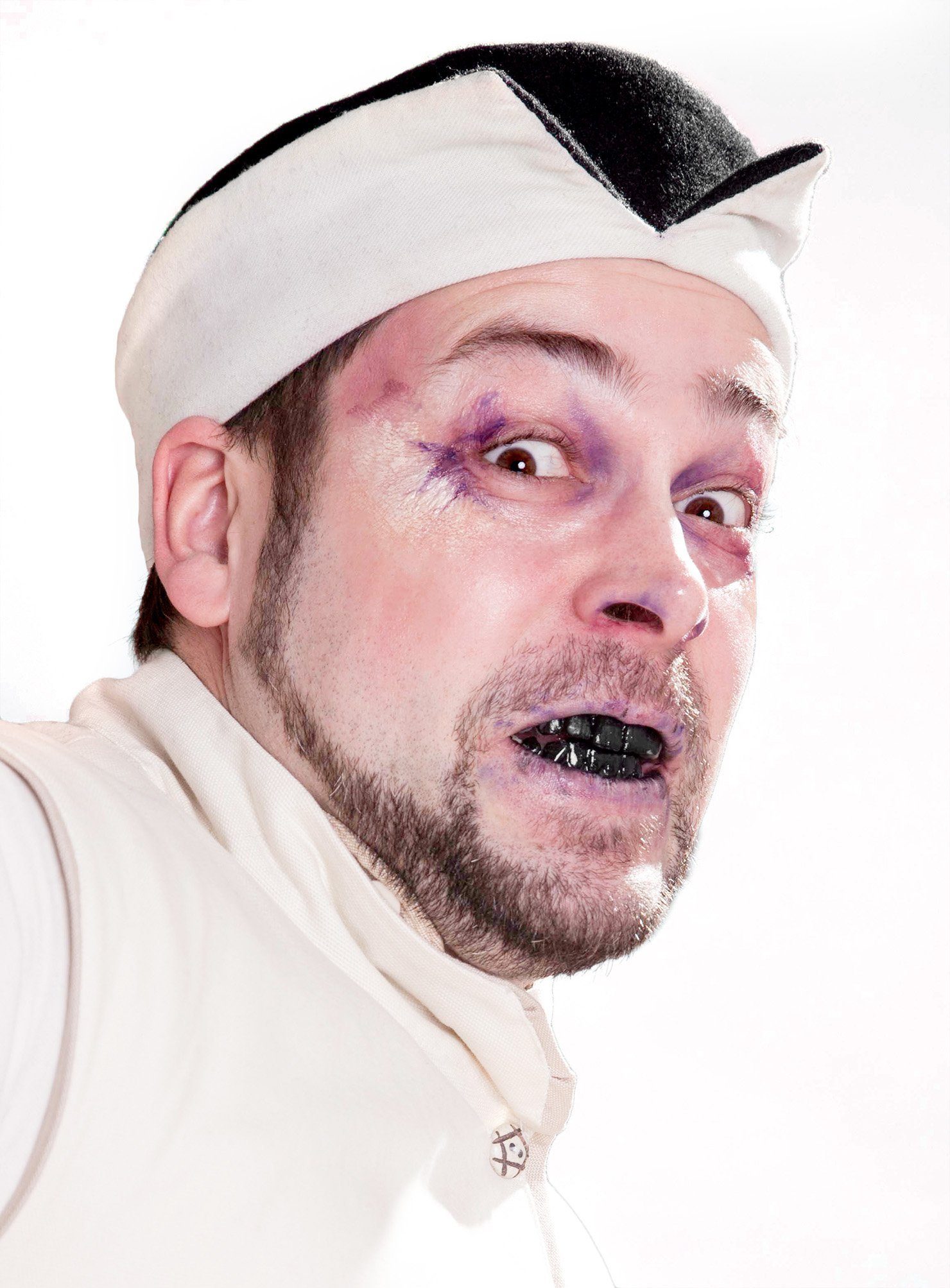 Maskworld Theaterschminke Zahnlack schwarz 10ml Pinselflasche, Profi-Schminkzubehör für spektakuläre Effekte