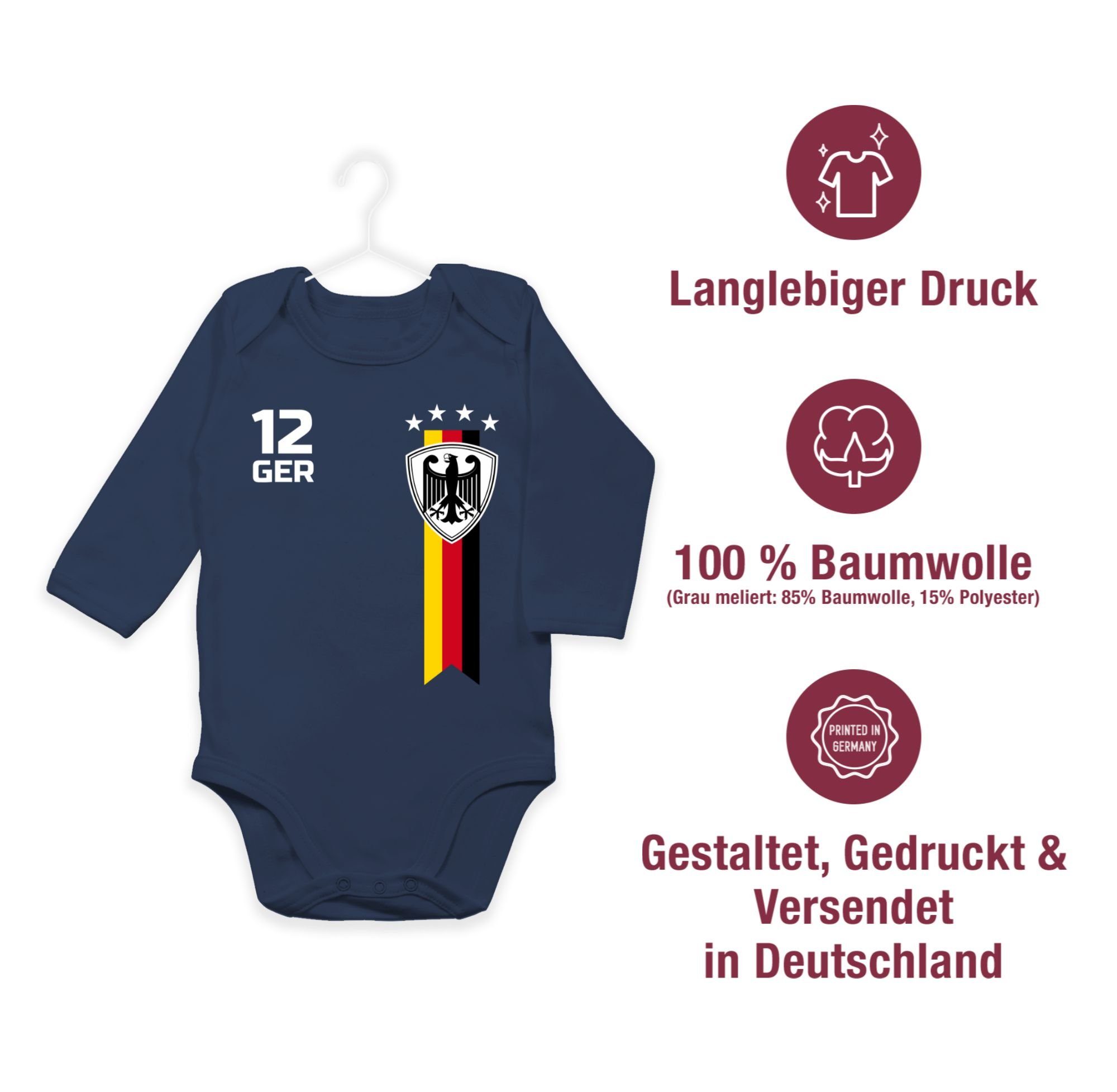 Fan Fussball EM Navy WM Shirtracer 2 Deutschland 2024 Shirtbody Blau Baby