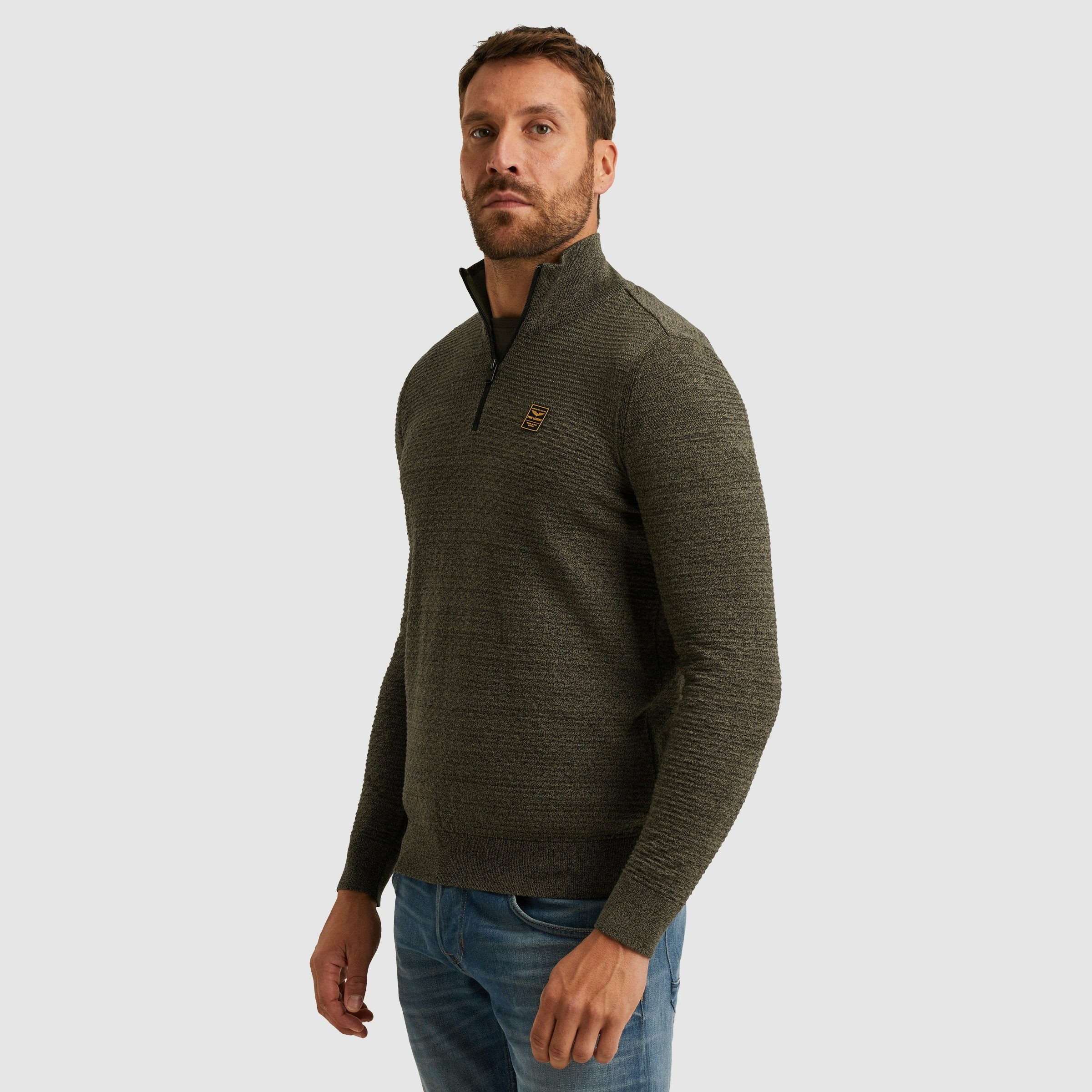 PME LEGEND Troyer mit Struktur-Muster und Logo-Badge
