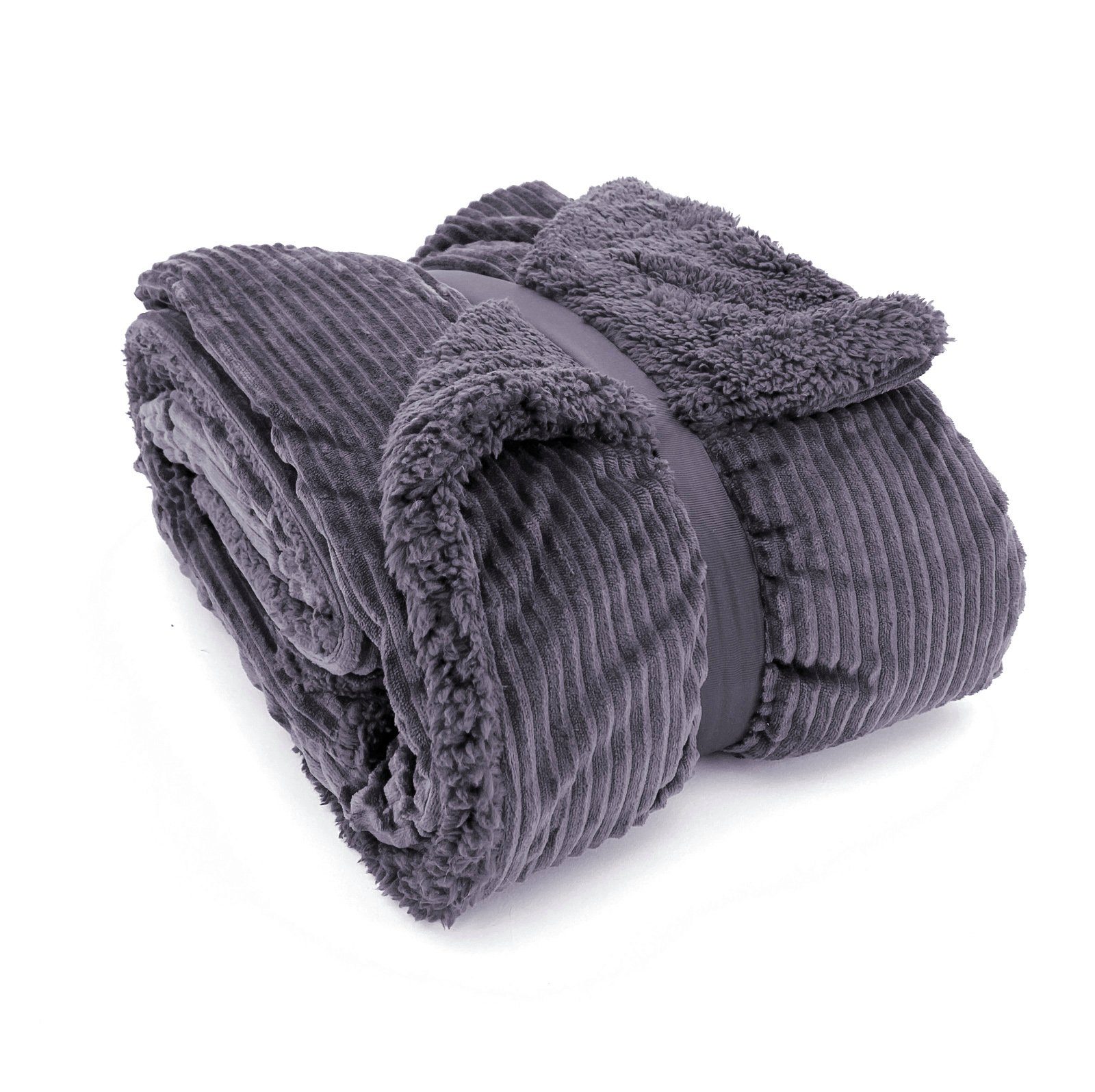 Wohndecke Flauschige Cord Kuscheldecke Sherpa Fell günstig online kaufen