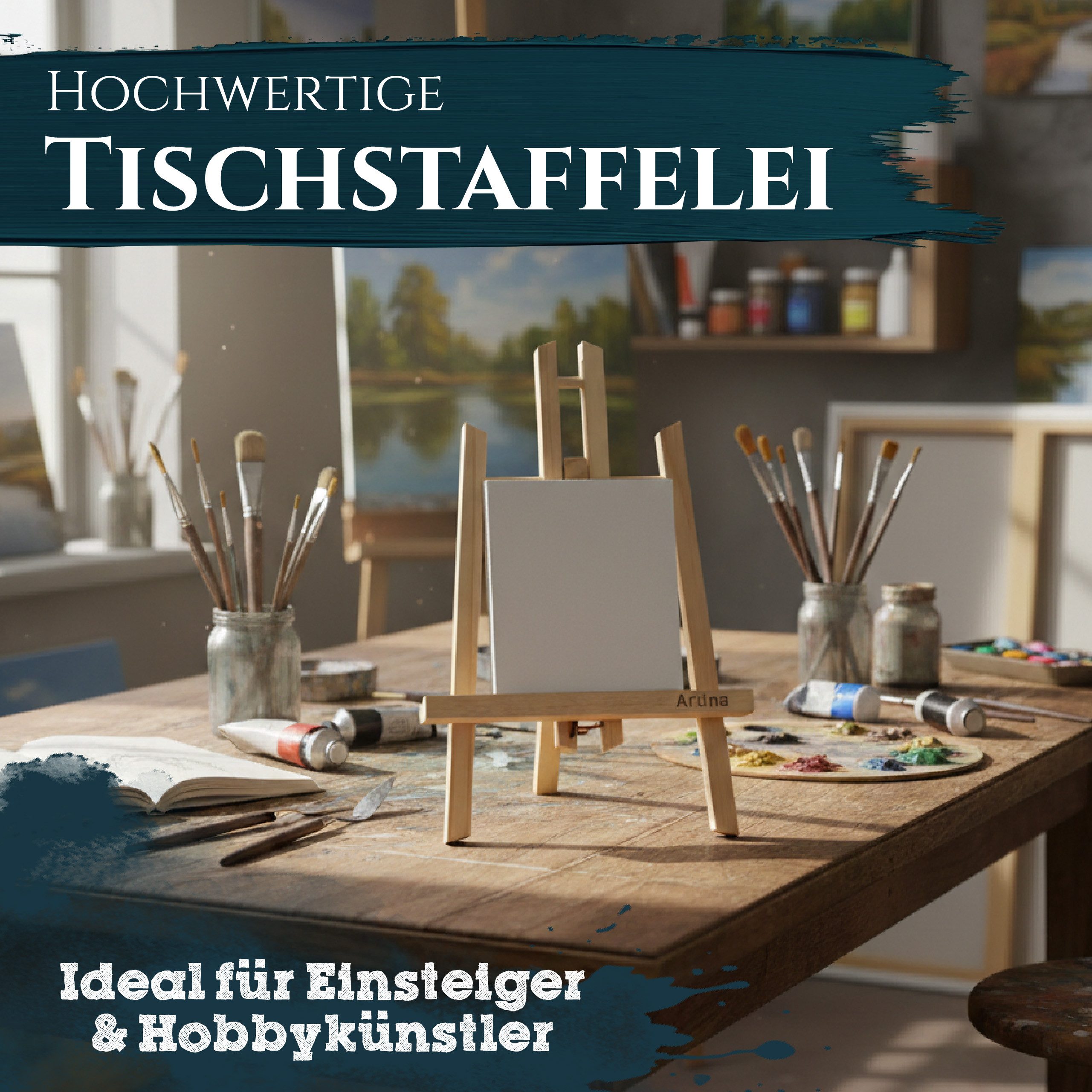 Artina Staffelei Manchester 2er Set Tischstaffelei klein aus Holz 28cm, Mini Präsentationsstaffelei Display – Staffelei für Bilder, Menü Karte – Bild 2 von 5