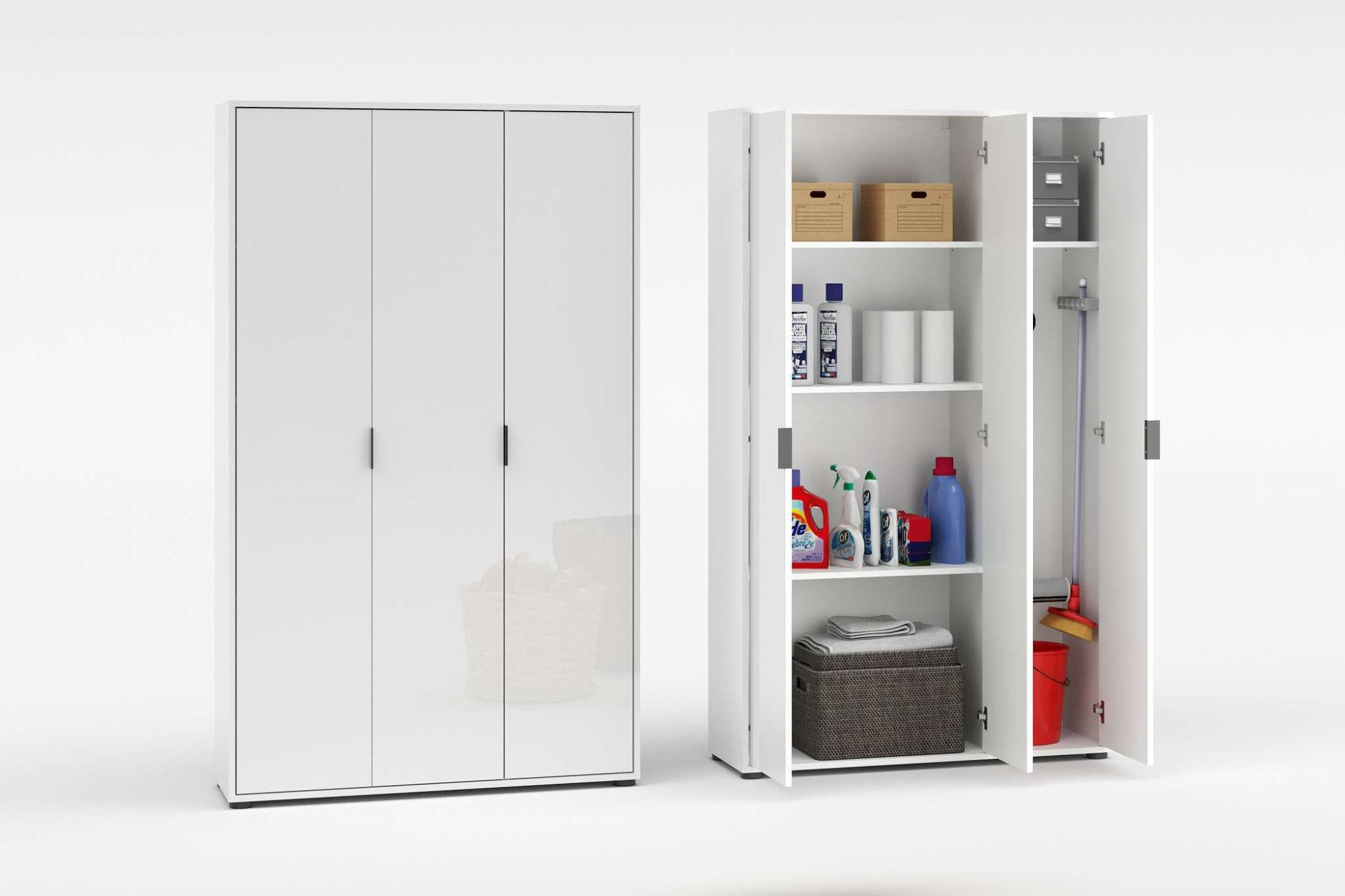 Home affaire Mehrzweckschrank JOLLY, Stauraumschrank, Breite 107 cm, Höhe 178 cm (1-St) 3 Türen,1 kleiner und 3 große Einlegeböden- Schrank hochglanz lackiert