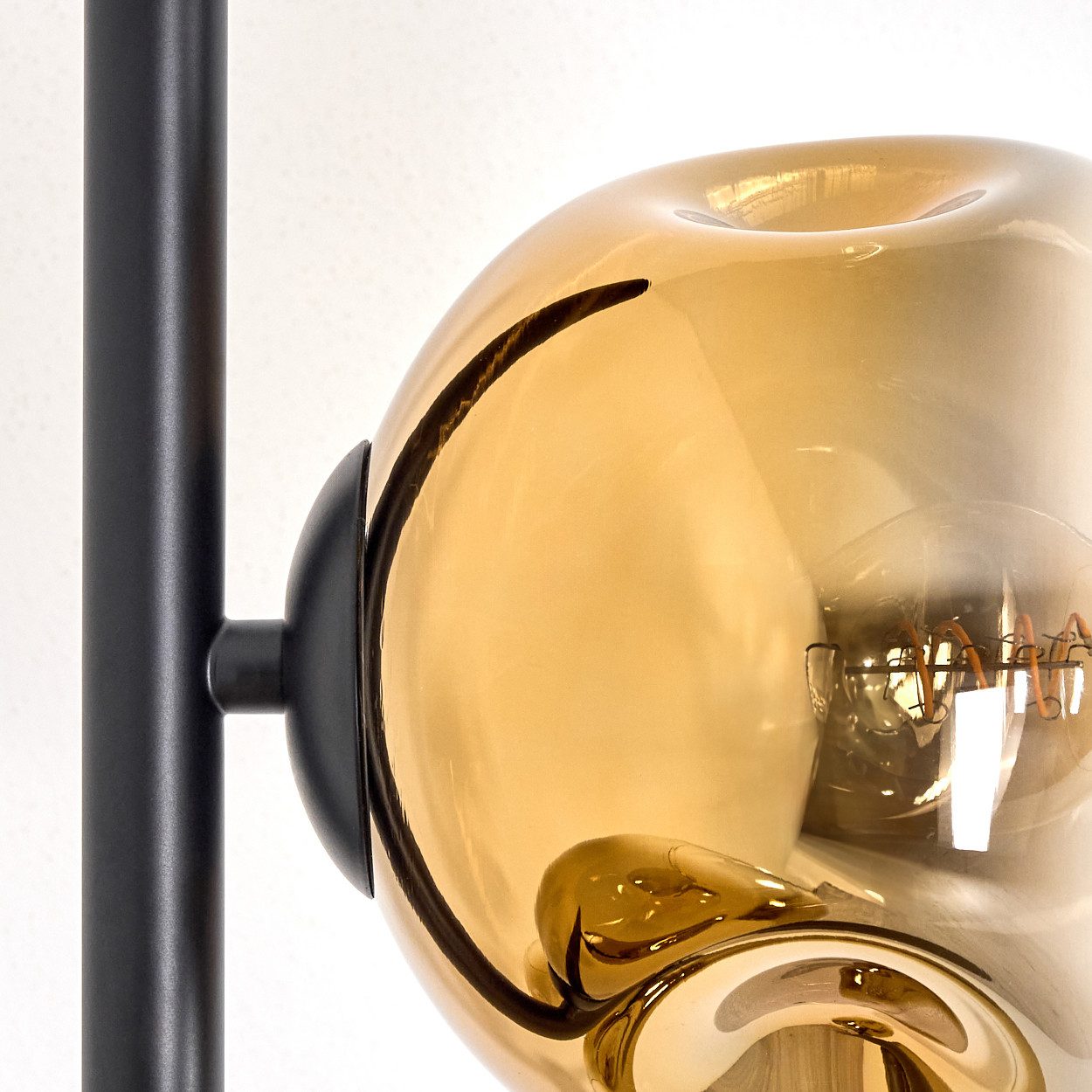 hofstein Stehlampe Stehlampe aus Metall/Glas in Schwarz/Gold/Klar, Retro/Vintage-Design, ohne Leuchtmittel, moderne Stehleuchte, Ø Schirme 15 cm, Fußschalter, 160 cm, E14