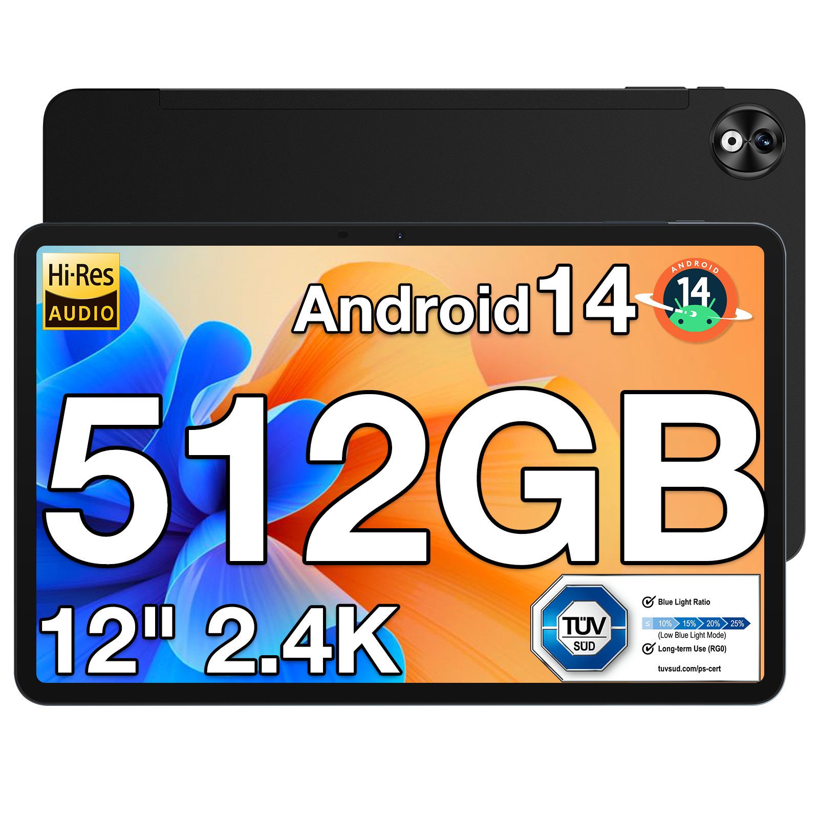 DOOGEE T40 Pro Tablet 12 Zoll 8GB+512GB 2.4K LTE, 10800mAh Tablet (12", 512 GB, Android 14, 8MP+16MP, 20GB RAM 512GB ROM (2TB TF), OTG/FM/Face ID)