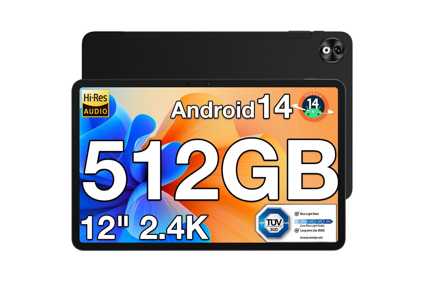 DOOGEE T40 Pro Tablet 12 Zoll 8GB+512GB 2.4K LTE, 10800mAh Tablet (12", 512 GB, Android 14, 8MP+16MP, 20GB RAM 512GB ROM (2TB TF), OTG/FM/Face ID)
