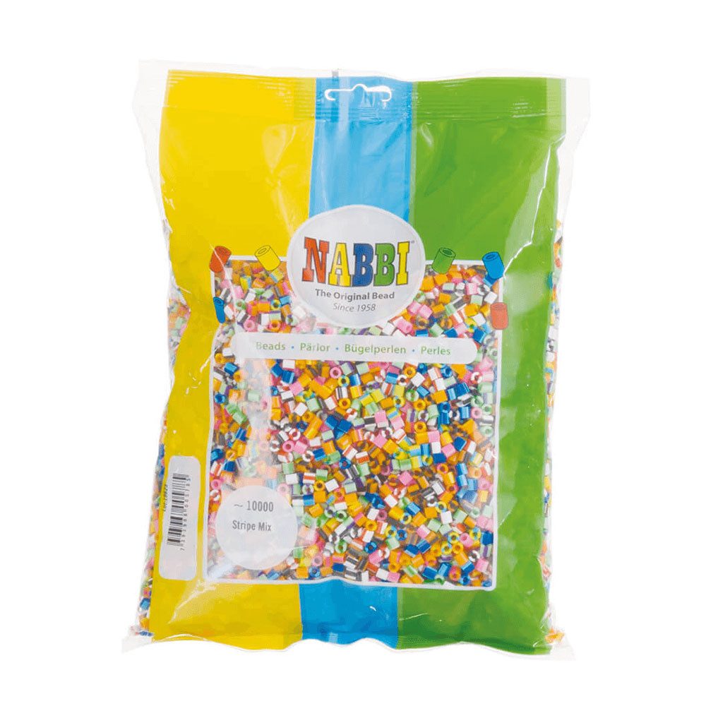 NABBI Bügelperlen Nabbi® Bügelperlen Ø 5mm, 10.000 Stk., Streifen Mix
