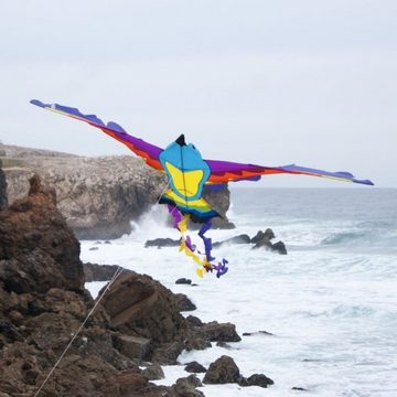 CiM Flug-Drache Bird Drachen PARADISE, 164x105cm mit drei Streifenschwänzen inkl. Drachenschnur