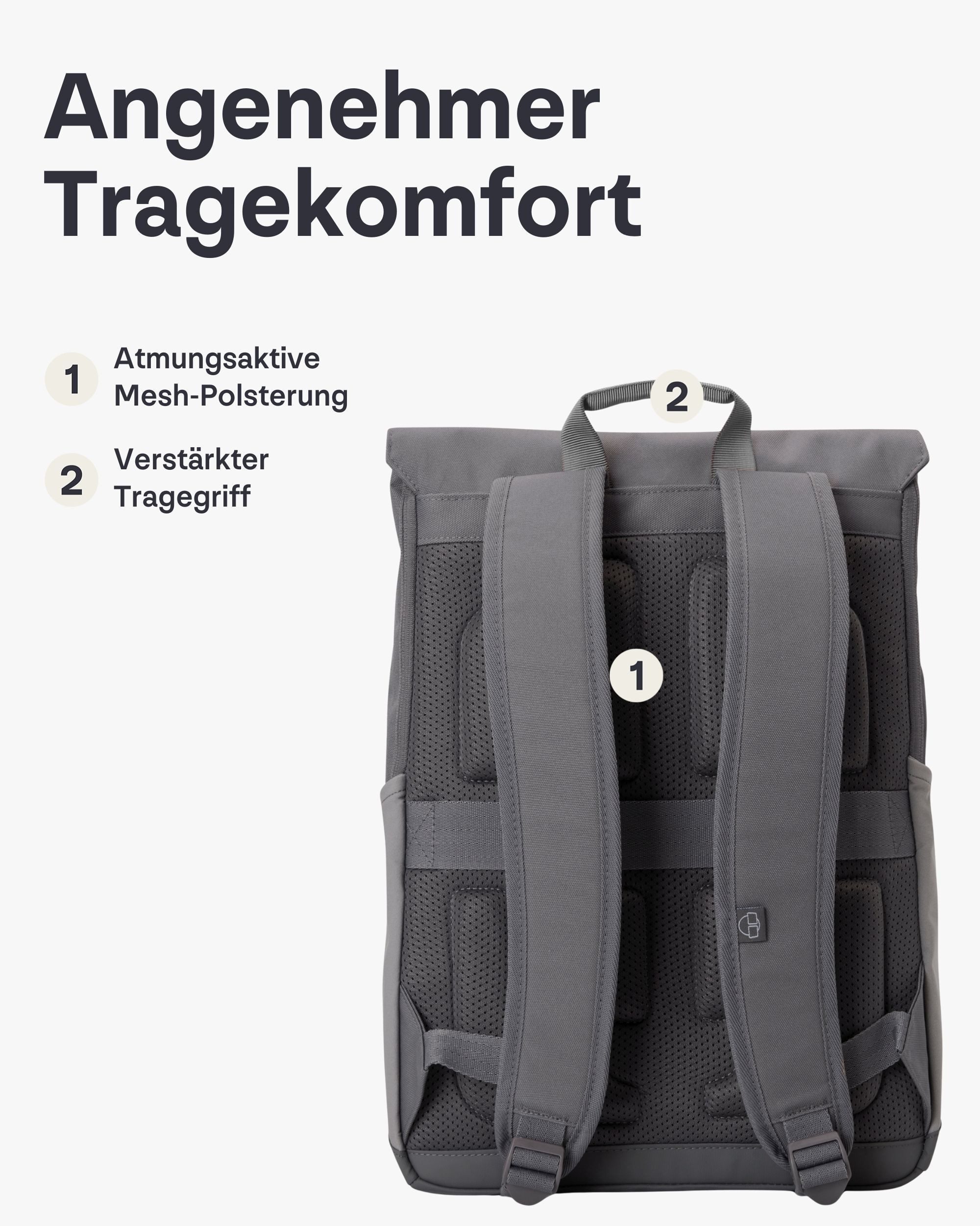 Johnny Urban Cityrucksack MIKA, Rolltop Damen Herren, Laptop Fach (1-tlg), Flexible Größe, Gepolstertes Laptopfach, Wasserabweisend