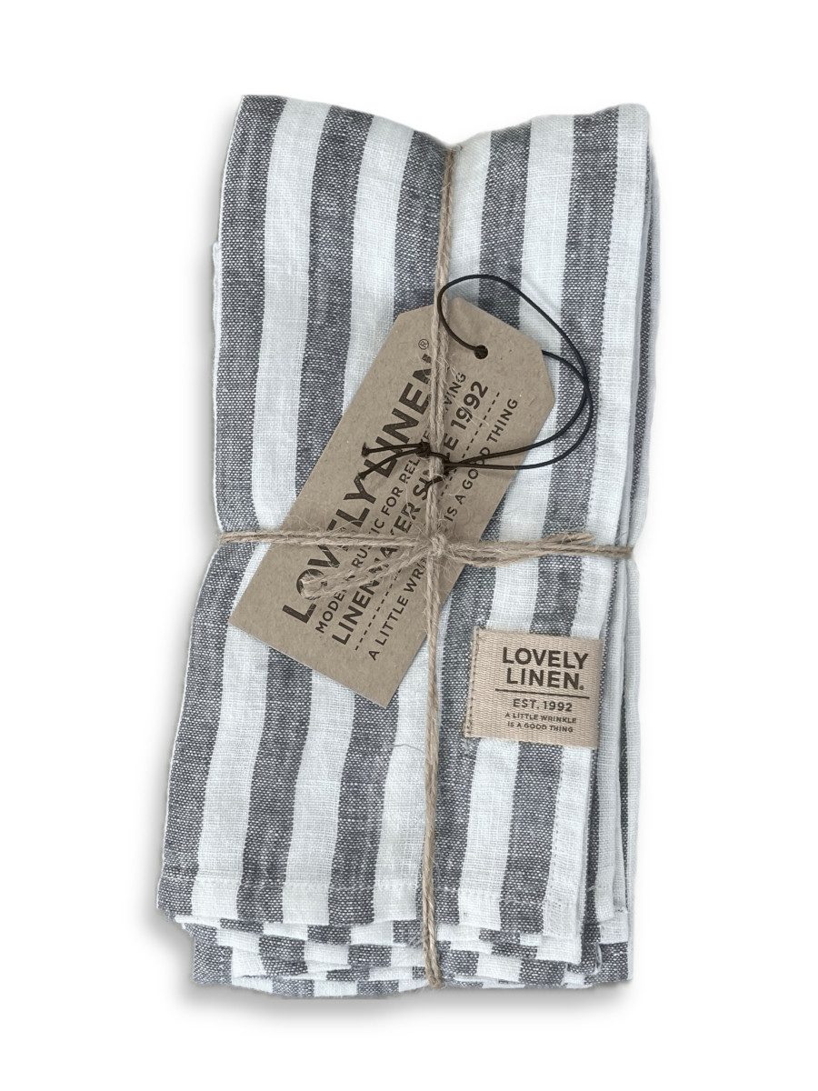 Lovely Linen Stoffserviette Linen Misty Serviette Leinen edge dark grey 45x45cm (1 Stück)