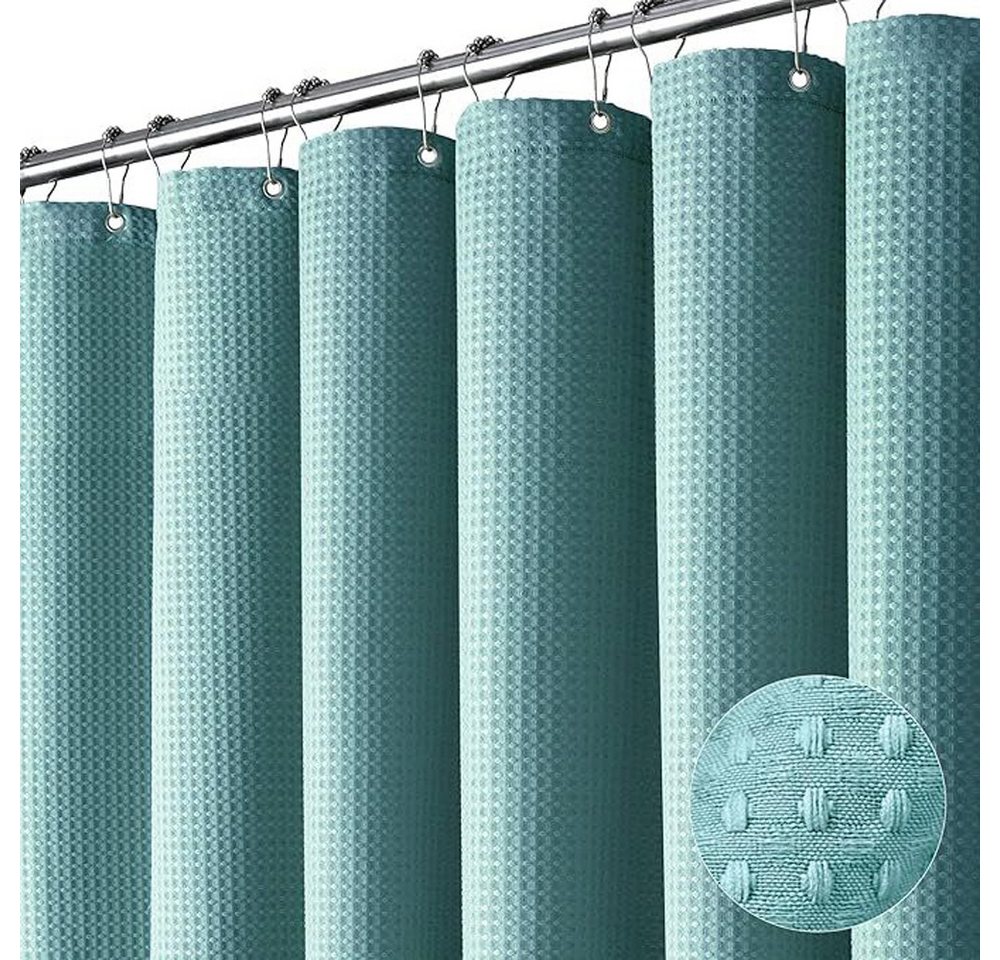 Minicloss Duschvorhang Duschvorhang aus Waffelstoff, wasserabweisend, waschbar & extra dick Breite 180 cm (1-tlg), strukturierter Stoffvorhang für Badezimmer