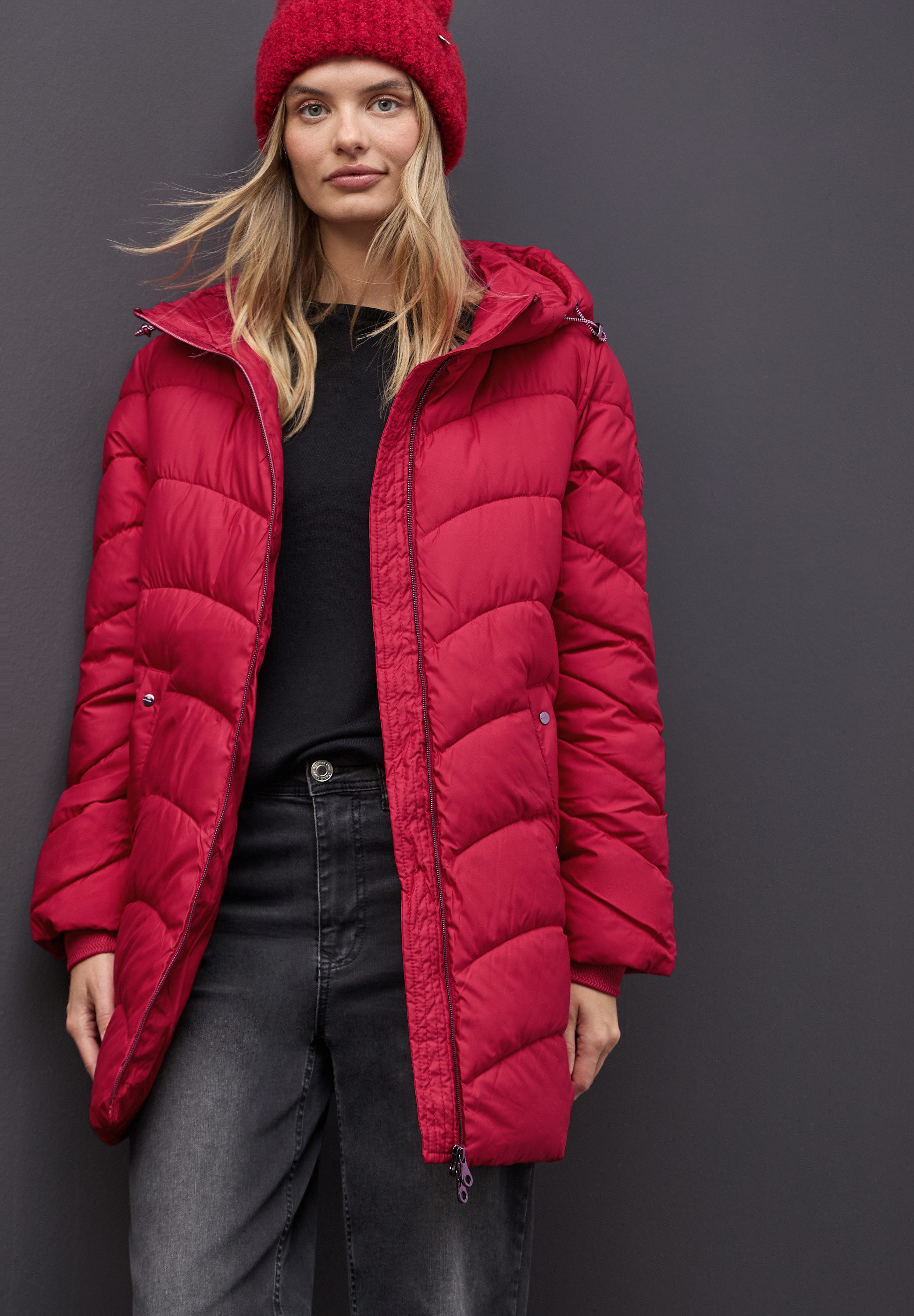 STREET ONE Steppjacke mit Kapuze mit Tunnelzugband