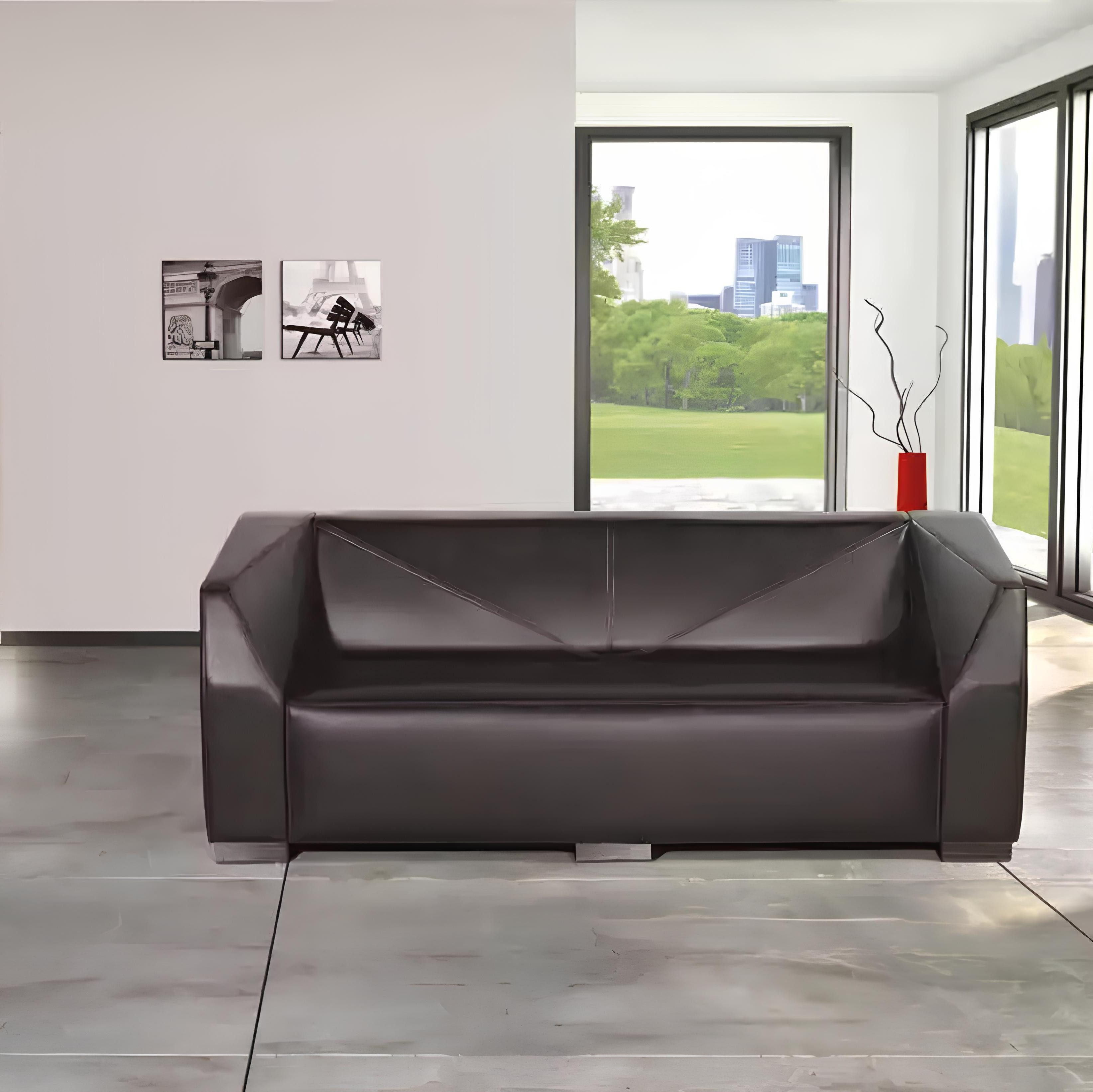 Xlmoebel 3-Sitzer Designer Sofa aus hochwertigem schwarzen Material für drei Personen, Hergestellt in Europa