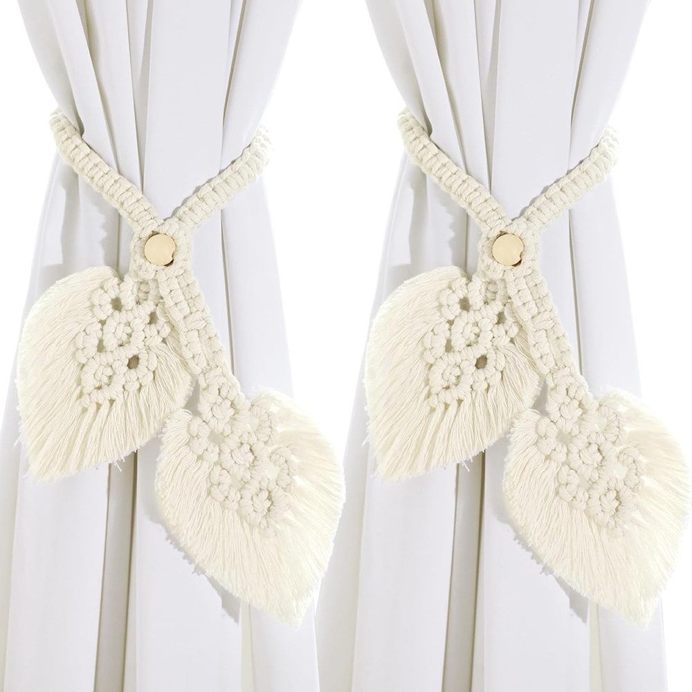 TUWENA Raffhalter 2 Pack Boho Gardinenhalter Natürlich Baumwolle, Seilvorha günstig online kaufen