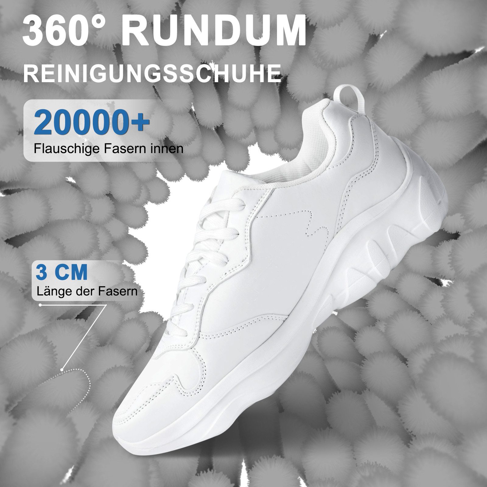 Teletrogy Wäschenetz Schuhwaschbeutel Waschmaschine, Weiß/Grau/Blau, Schuhe Wäschesack,(1-St), Schuhbeute Schuhwaschbeutelmit Reißverschluss (360° Rundum-Reinigung)