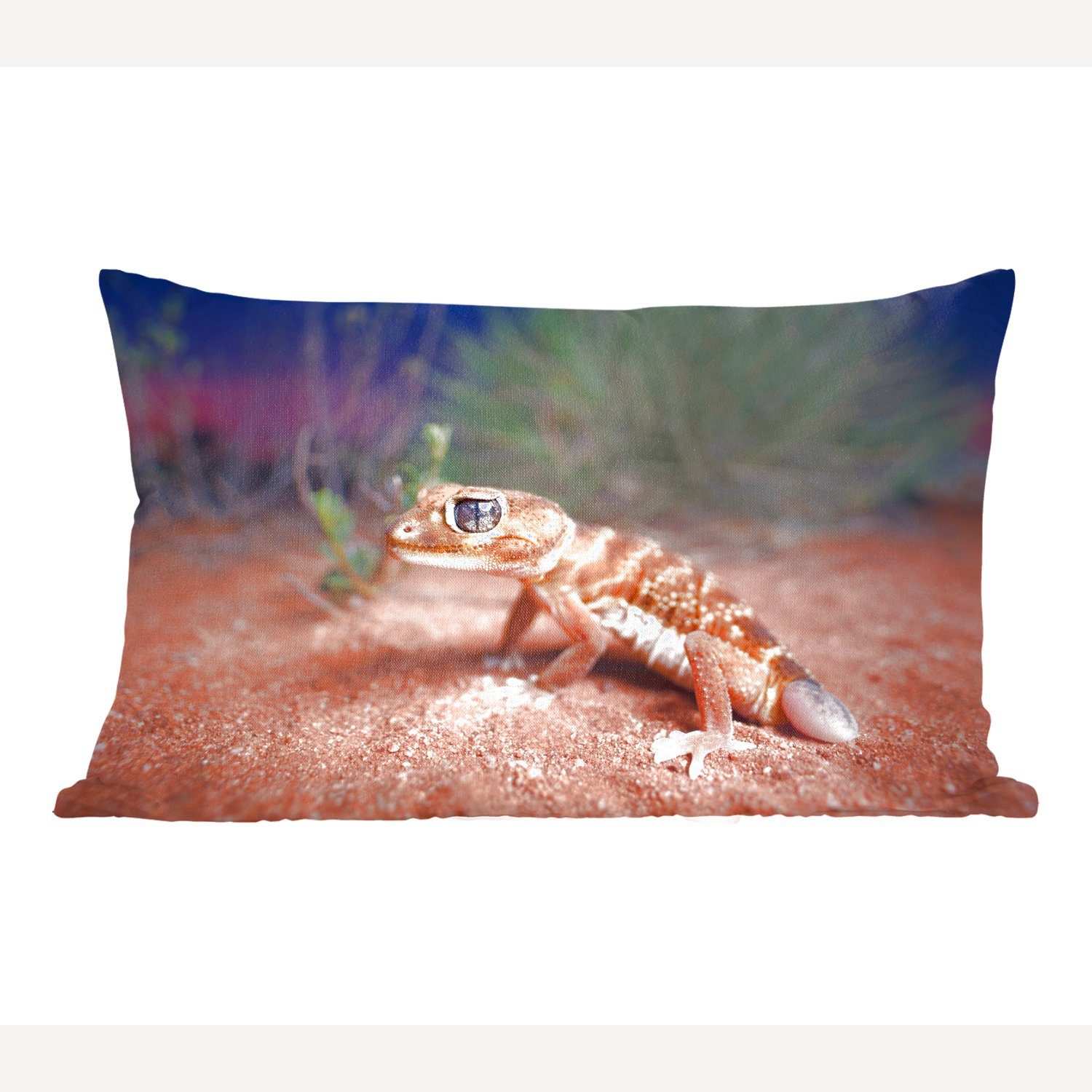 MuchoWow Dekokissen Jung - Gecko - Sand, Wohzimmer Dekoration, Zierkissen, Dekokissen mit Füllung, Schlafzimmer | Dekokissen