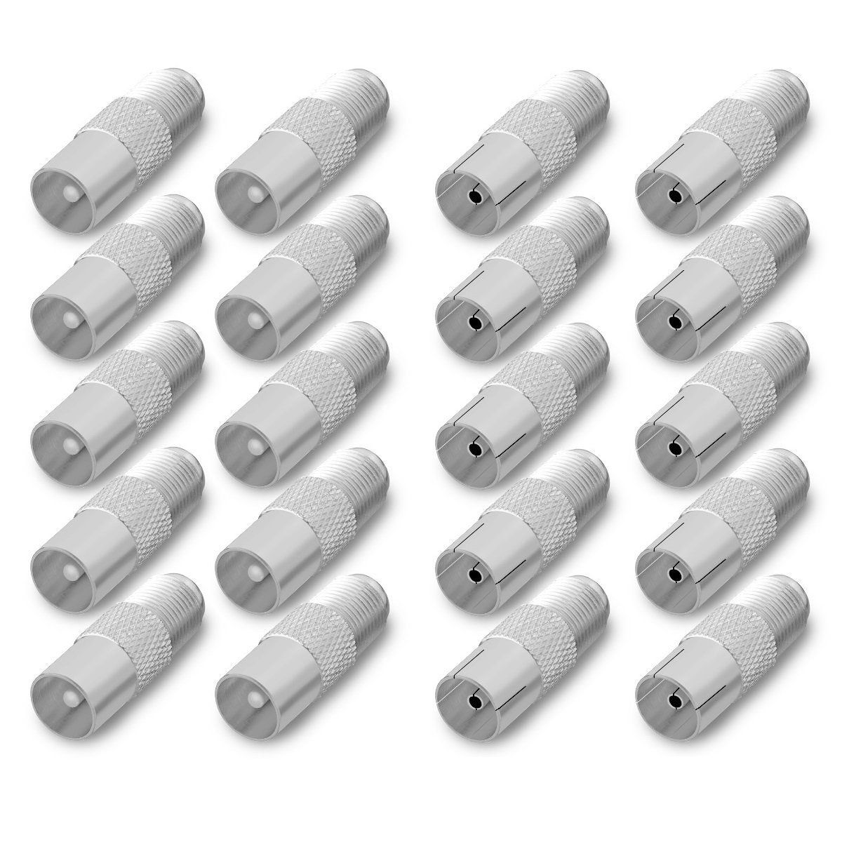 Kabelzubehör TV Adapter IEC 9,5 mm 10x Buchse + 10x Stecker Antenne Sat Kabel 4K