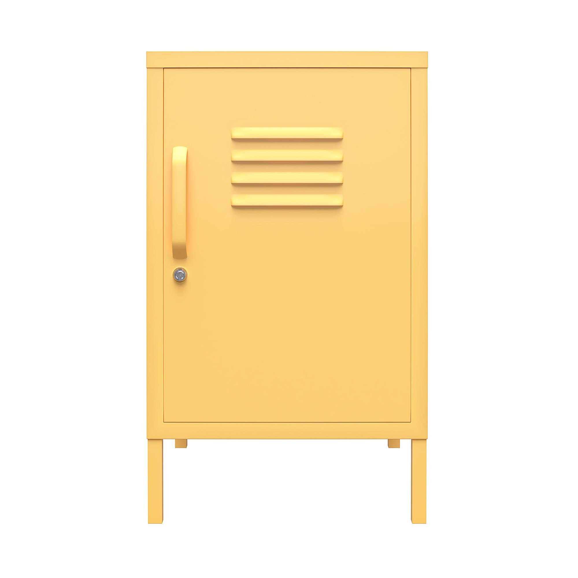 loft24 Nachtschrank Cache aus Metall gelb Spint-Look, Retro-Design abschließbar, im