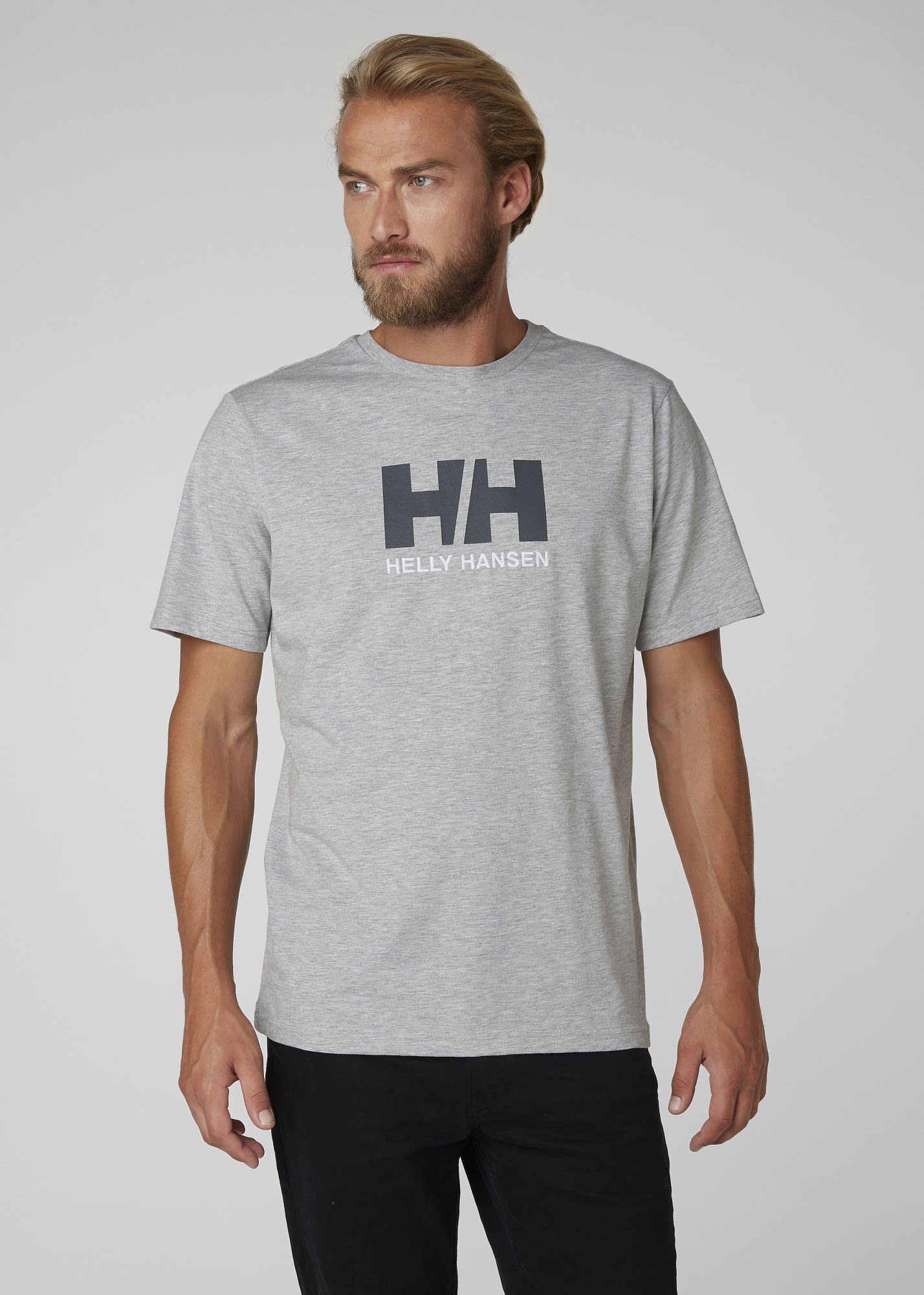 Helly M T-Shirt Grey Melange Hansen Hansen T-shirt Herren Logo Helly Hh