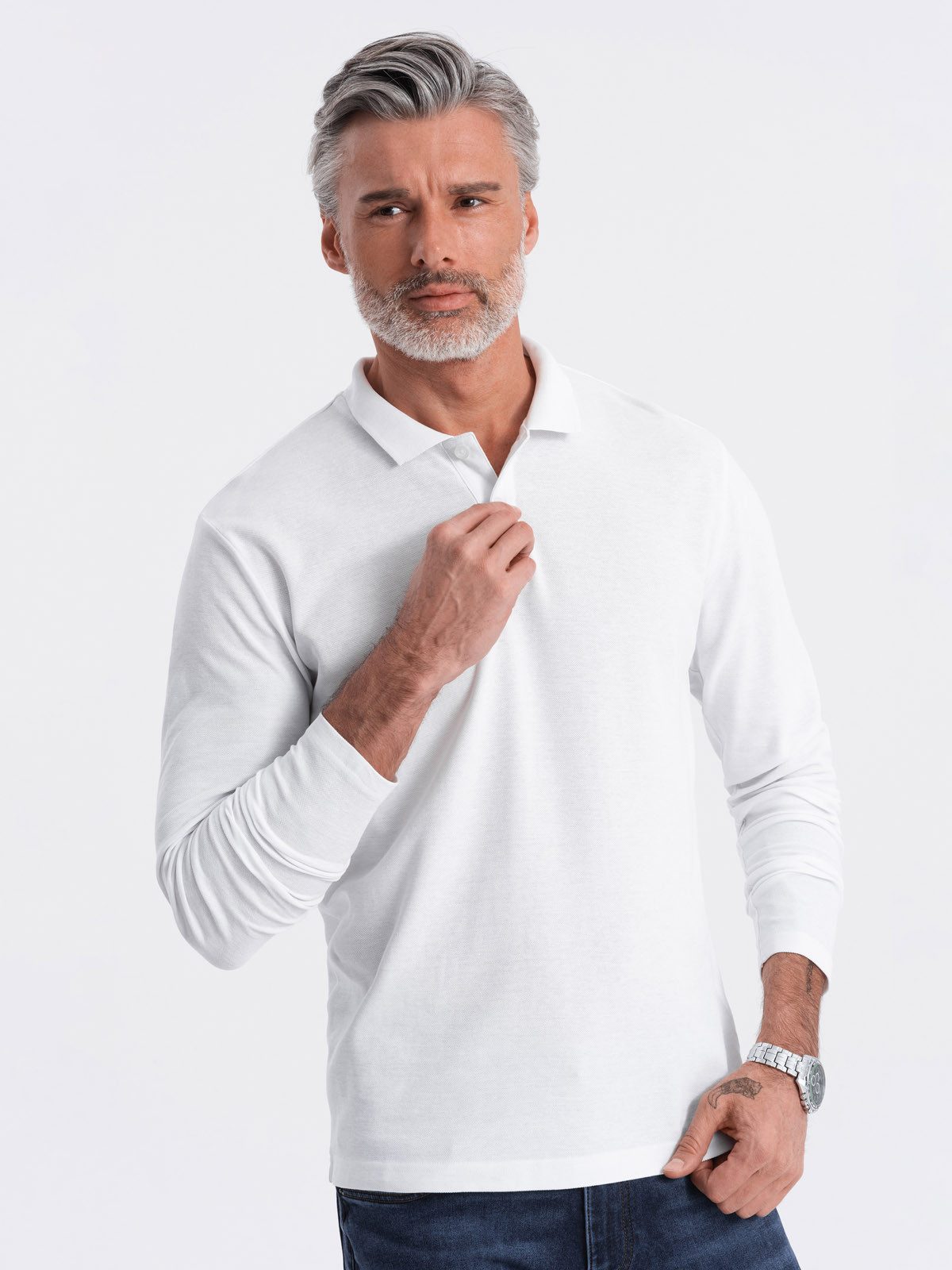 Longsleeve Herren Longsleeve mit Polokragen