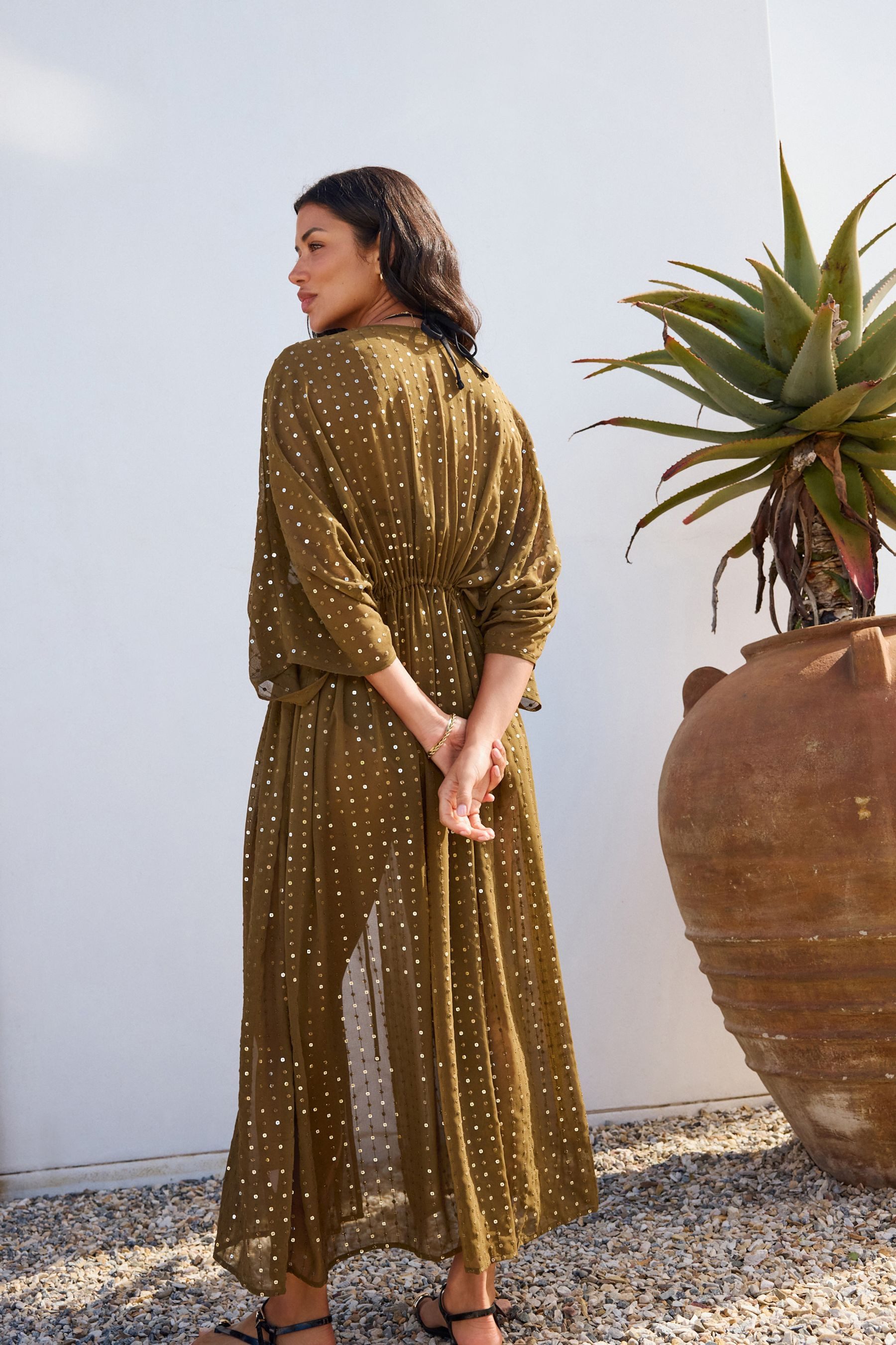Next Strandkleid Maxi-Cover-up mit Bindegürtel (1-tlg)