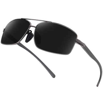Housruse Sonnenbrille Polarisierte Sonnenbrille für Herren, rechteckig,Legierungsrahmen