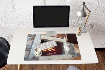 MuchoWow Gaming Mauspad Kamin aus Stein (1-St), Büro für Tastatur und Maus, Mousepad Gaming, 90x60 cm, XXL, Großes