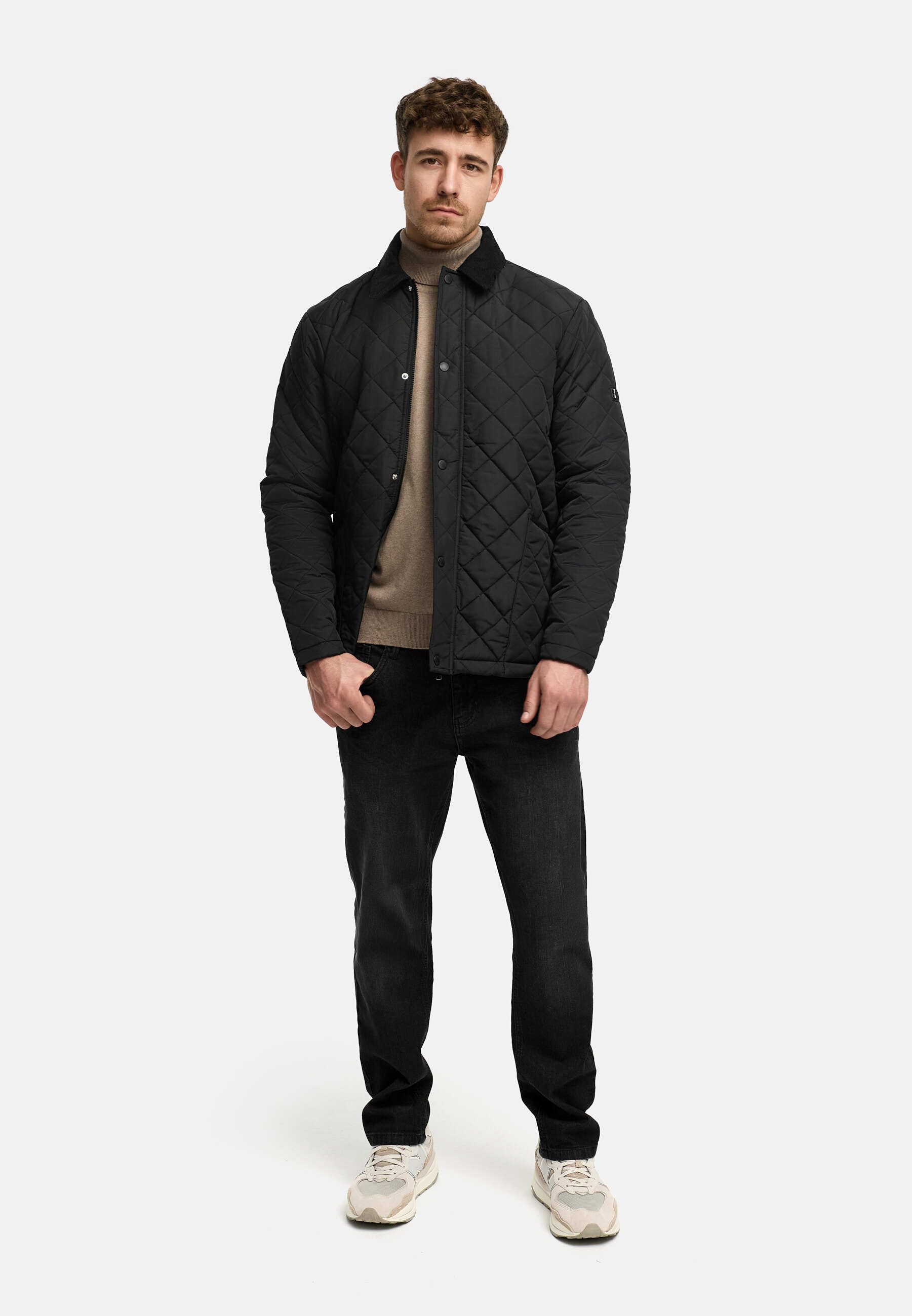 Indicode Steppjacke Herren INDram Herrenjacke Daunen-Optik Leichte Steppjacke mit Cordkragen und Druckknöpfen