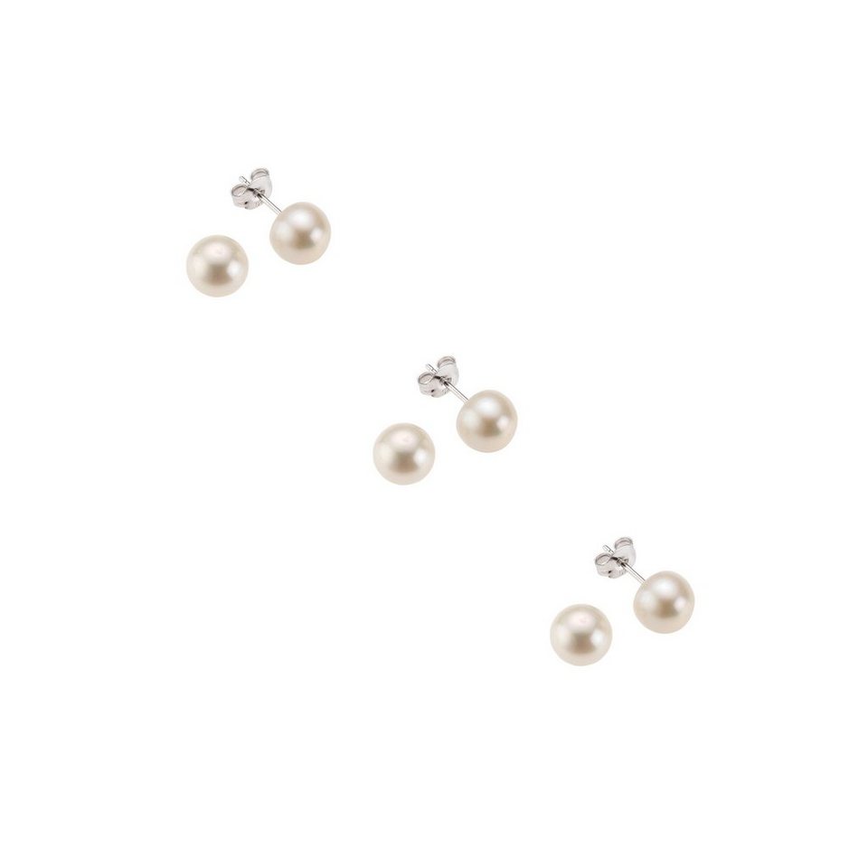 Silber Vivance Paar weiß 925 3mm Ohrstecker Perlen