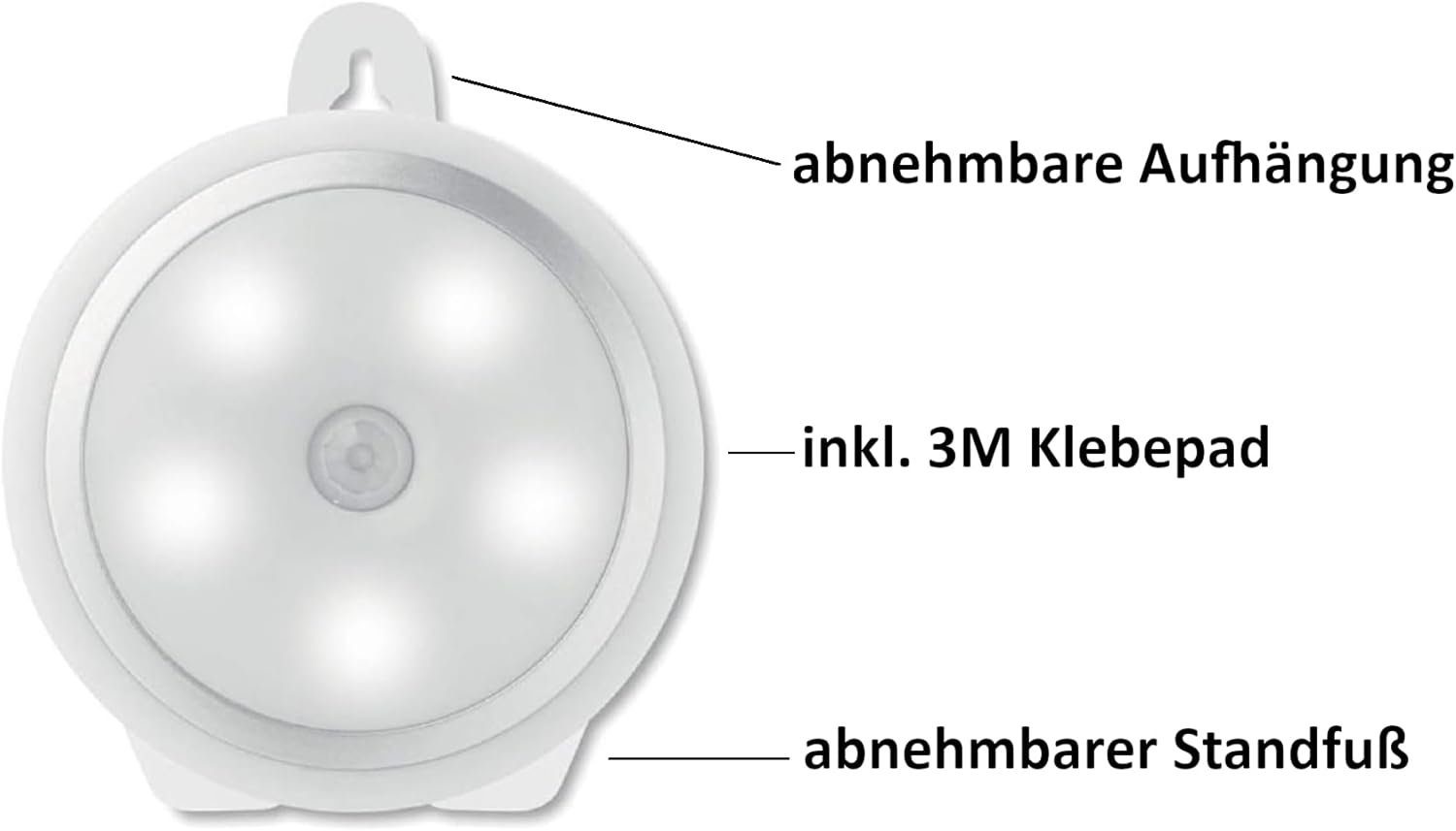 Provance Nachtlicht 3 x LED Nachtlicht mit Bewegungsmelder Auto Ein/Aus 3M Kleber, LED fest integriert