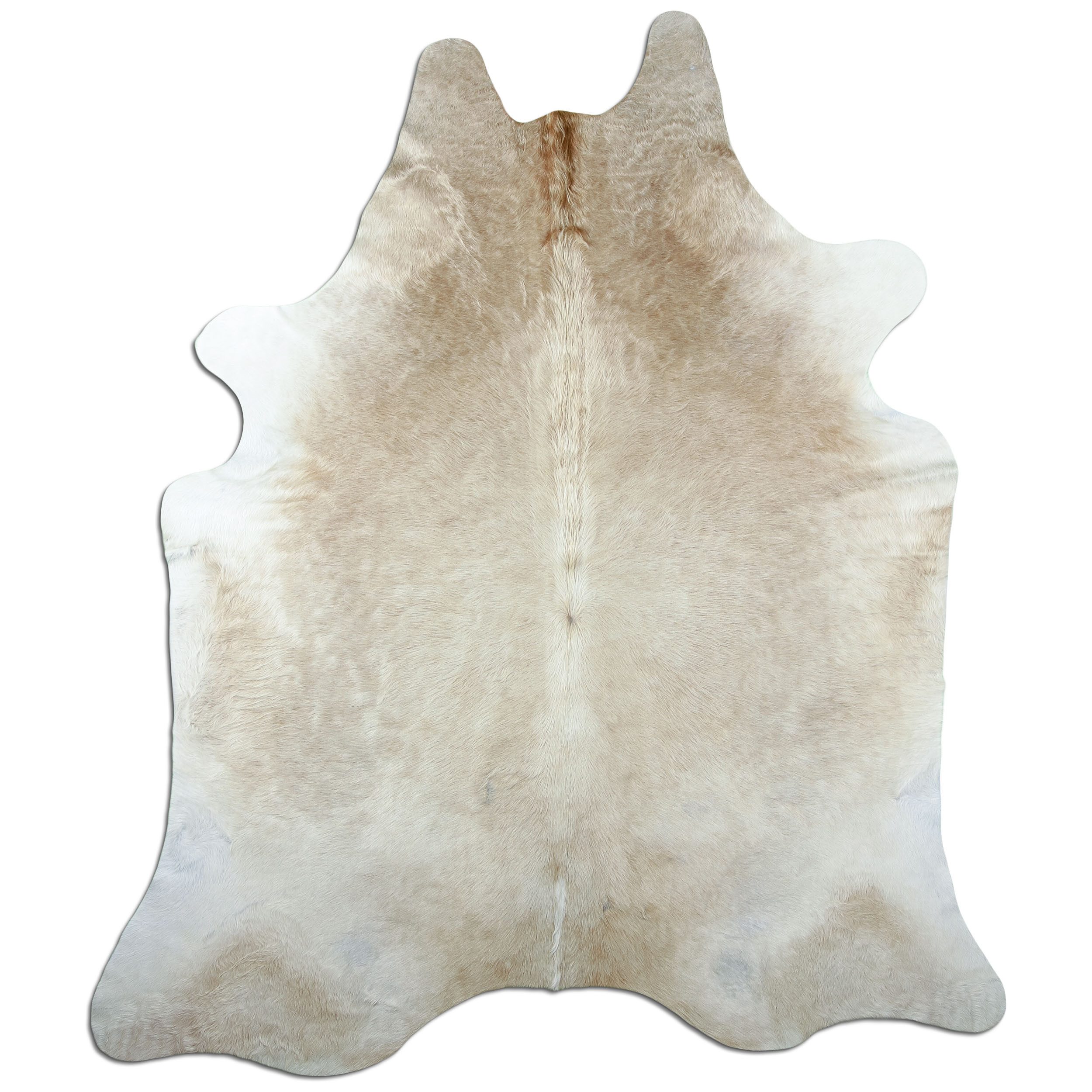 Livorio Fellteppich L210 x B200 cm - elfenbein creme, Kuhfell, Premium Kuhfell Teppich, Rinderfell, Echtfell, light champagne