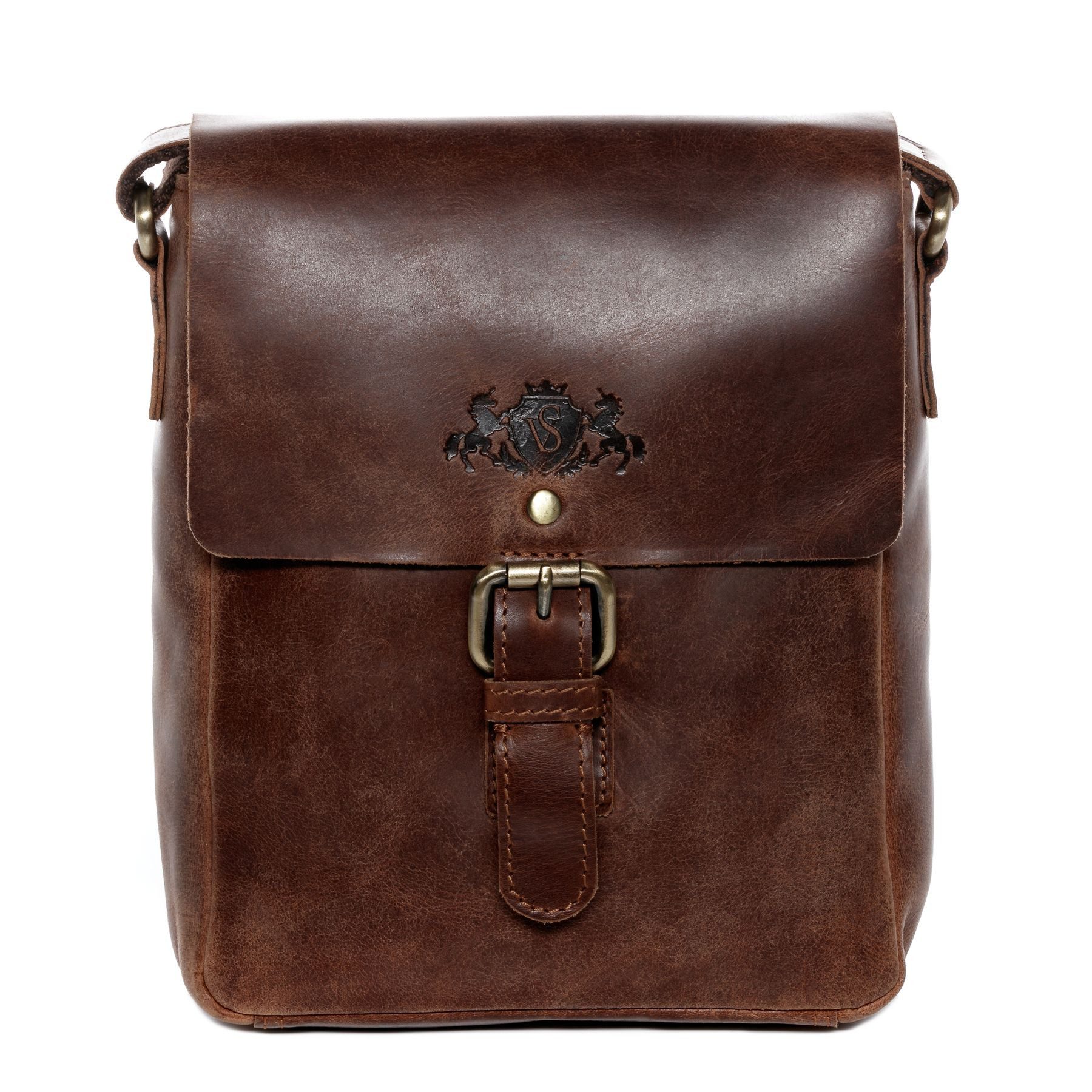 SID & VAIN Umhängetasche ORLANDO Umhängetasche Cross-Body Bag echt Leder, Ledertasche Schultertasche Herren Damen Messenger Bag braun