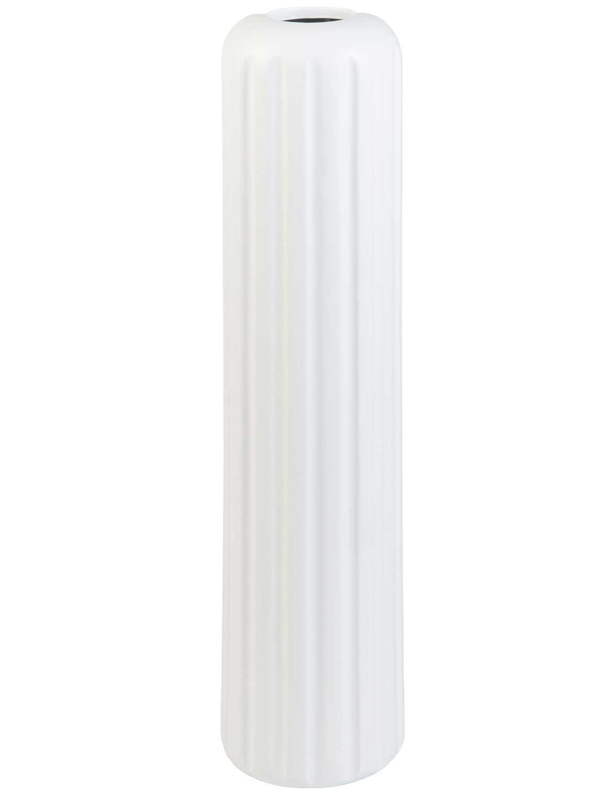 VIVANNO Bodenvase Fiberglas VERTA Säule - Wellenweiß Matt Mit Muster (1 St), 20x80 cm