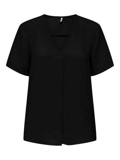 JACQUELINE de YONG Blusenshirt Kurzarm Bluse V-Ausschnitt T-Shirt Business Oberteil JDYDIVYA 5164 in Schwarz