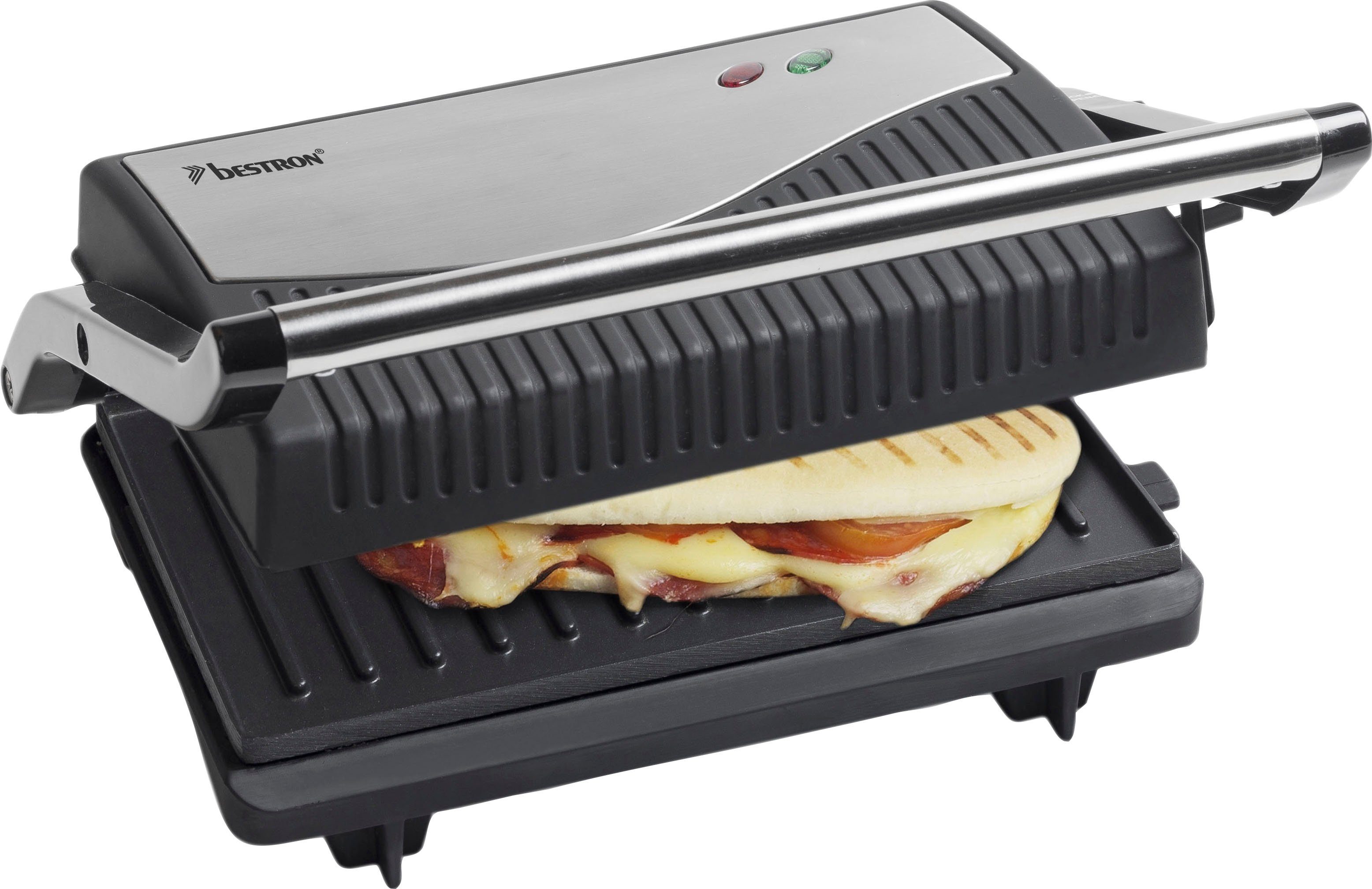 APG150, Sandwich-/Panini-Kontaktgrill, 750 ausklappbarer antihaftbeschichtet bestron Kontaktgrill W,