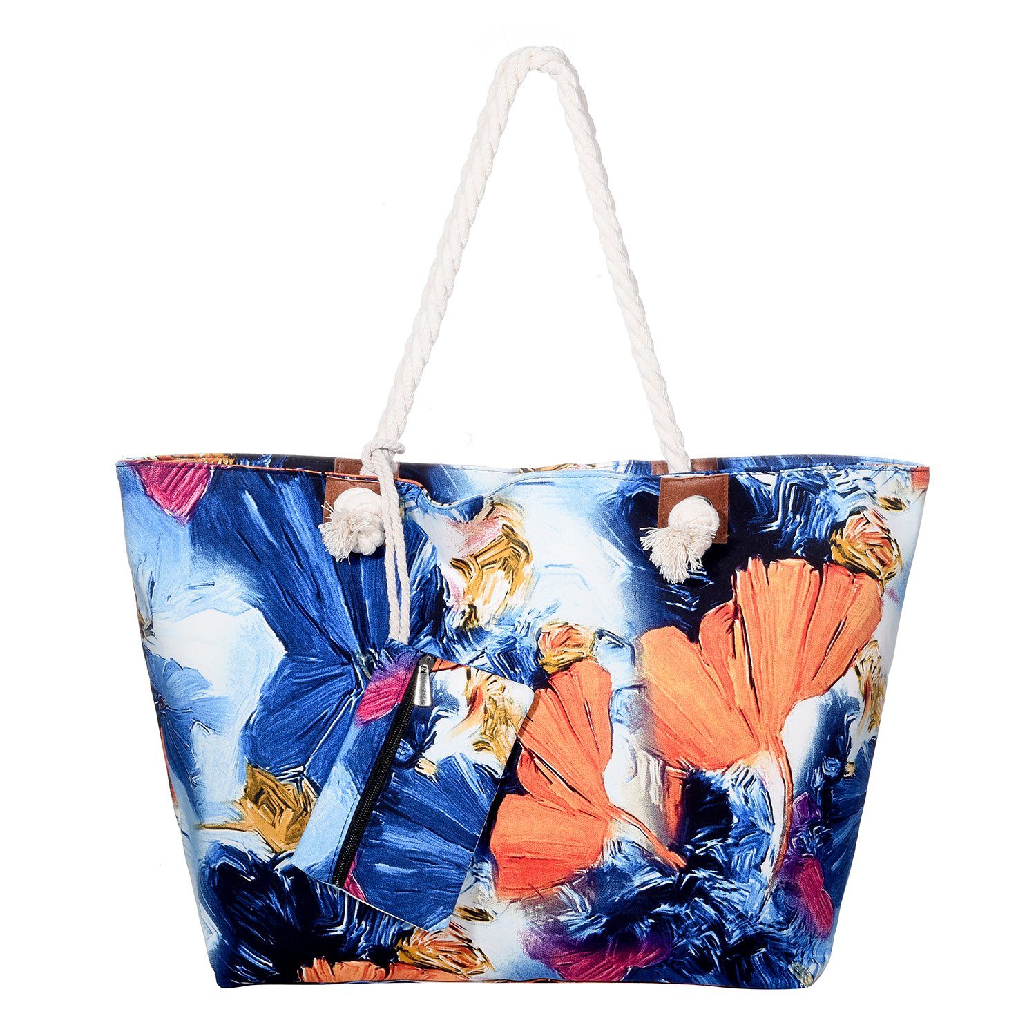 inkl. DonDon (2-tlg), Große Strandtasche Shopper mit Beutel wasserabweisende Strandtasche, Reißverschluss, kleinem aquarelle world Tasche