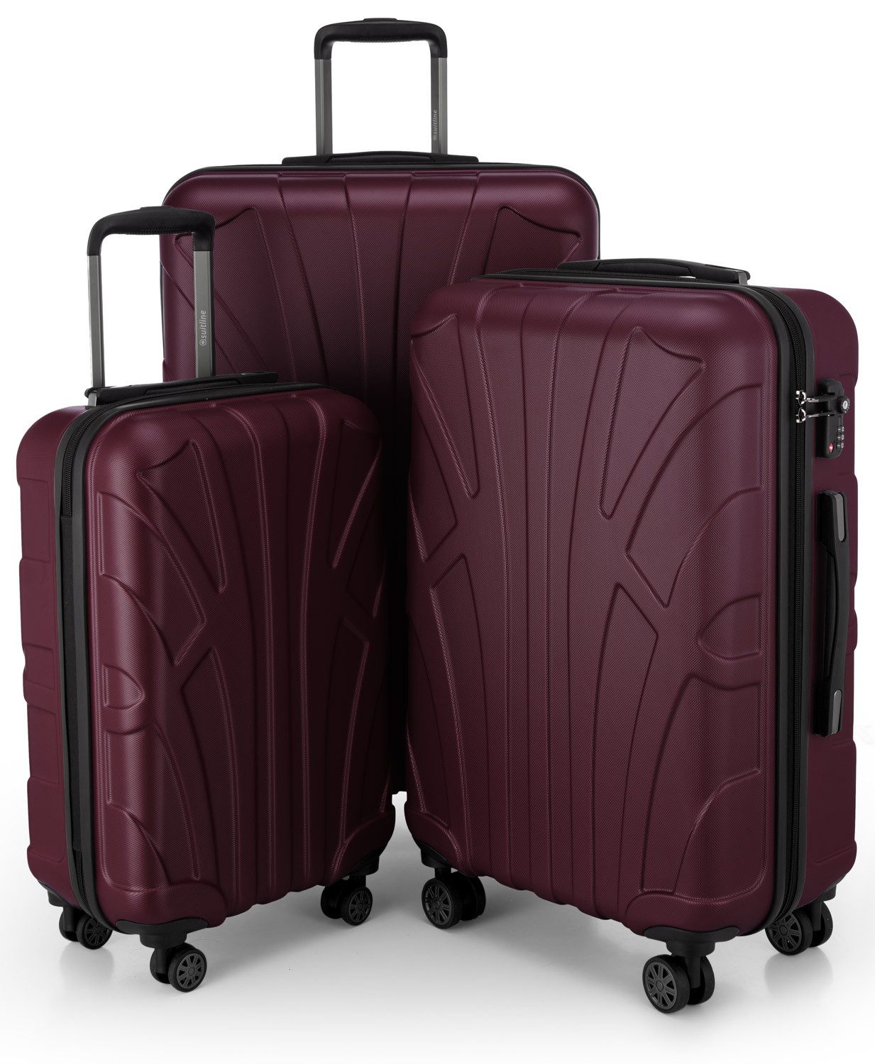 Suitline Hartschalen-Trolley S1, 4 Rollen, Kofferset 3-tlg Koffer, Trolleys TSA