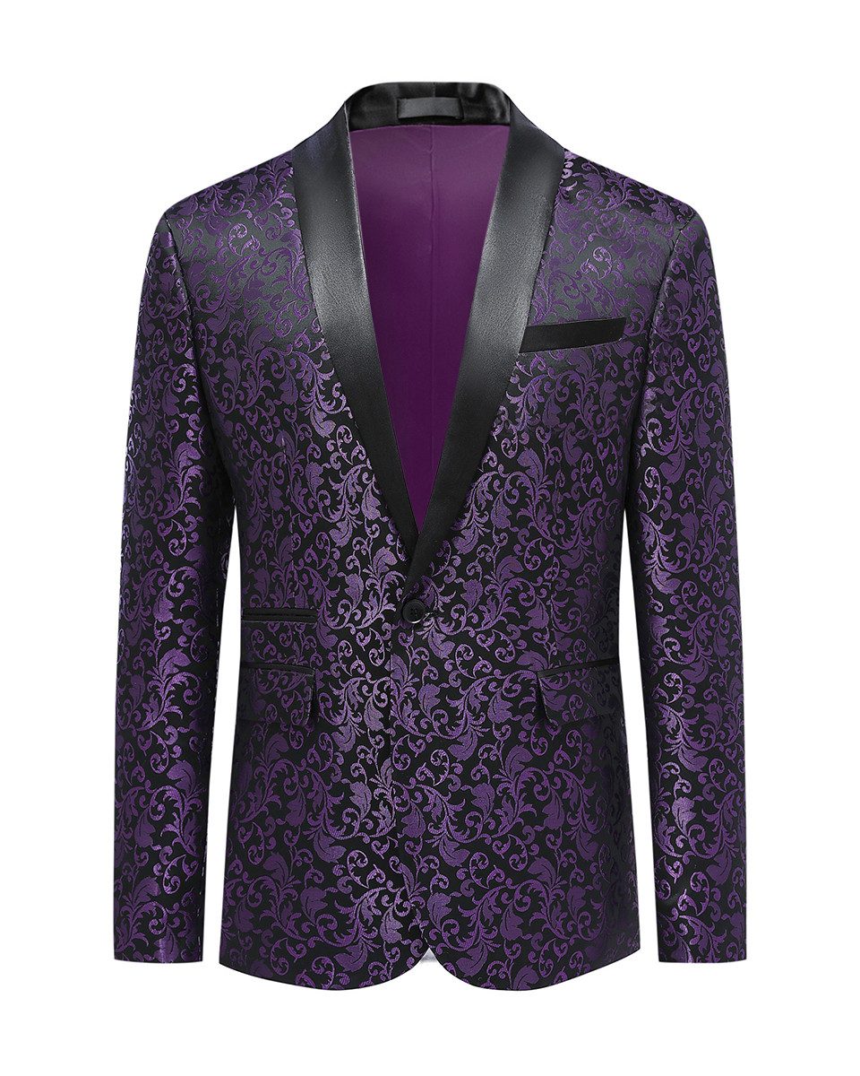 Allthemen Smokingsakko Herren Sakko Bunt Jacquard Glitzer Smokingjacke für Hochzeit