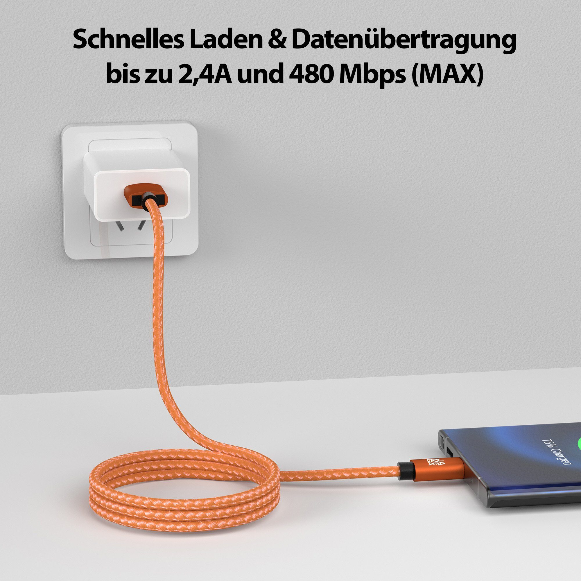 JAMEGA USB-C Datenkabel Ladekabel für Samsung Apple iPhone Huawei Xiaomi uvm. USB-Kabel, USB Typ A, USB Typ C, (50 cm)