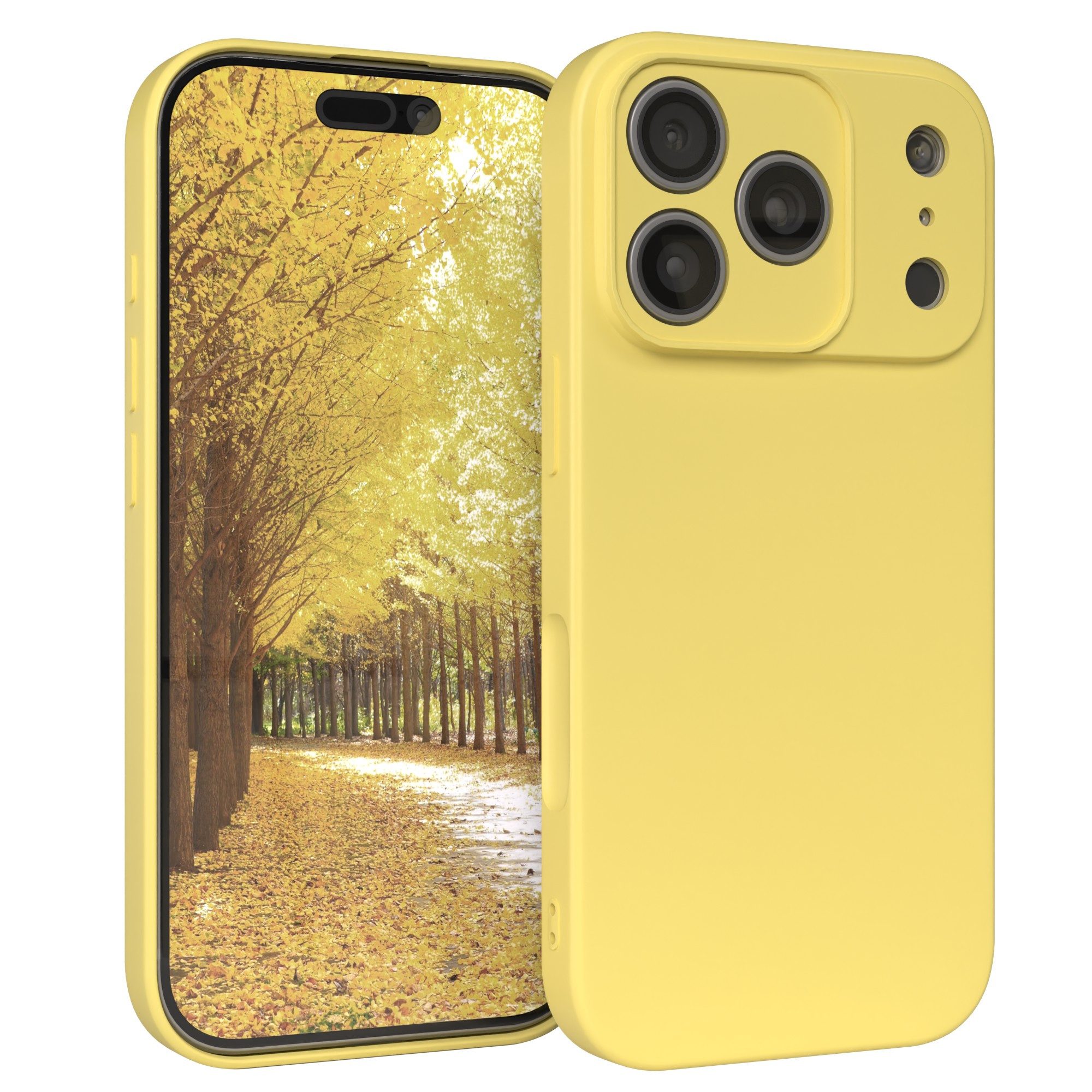 EAZY CASE Handyhülle für Apple iPhone 17 Pro Hülle Silikon 6,3 Zoll, Handy Softcase stoßfest Hülle mit Kameraschutz Bumper Tpuhülle Gelb