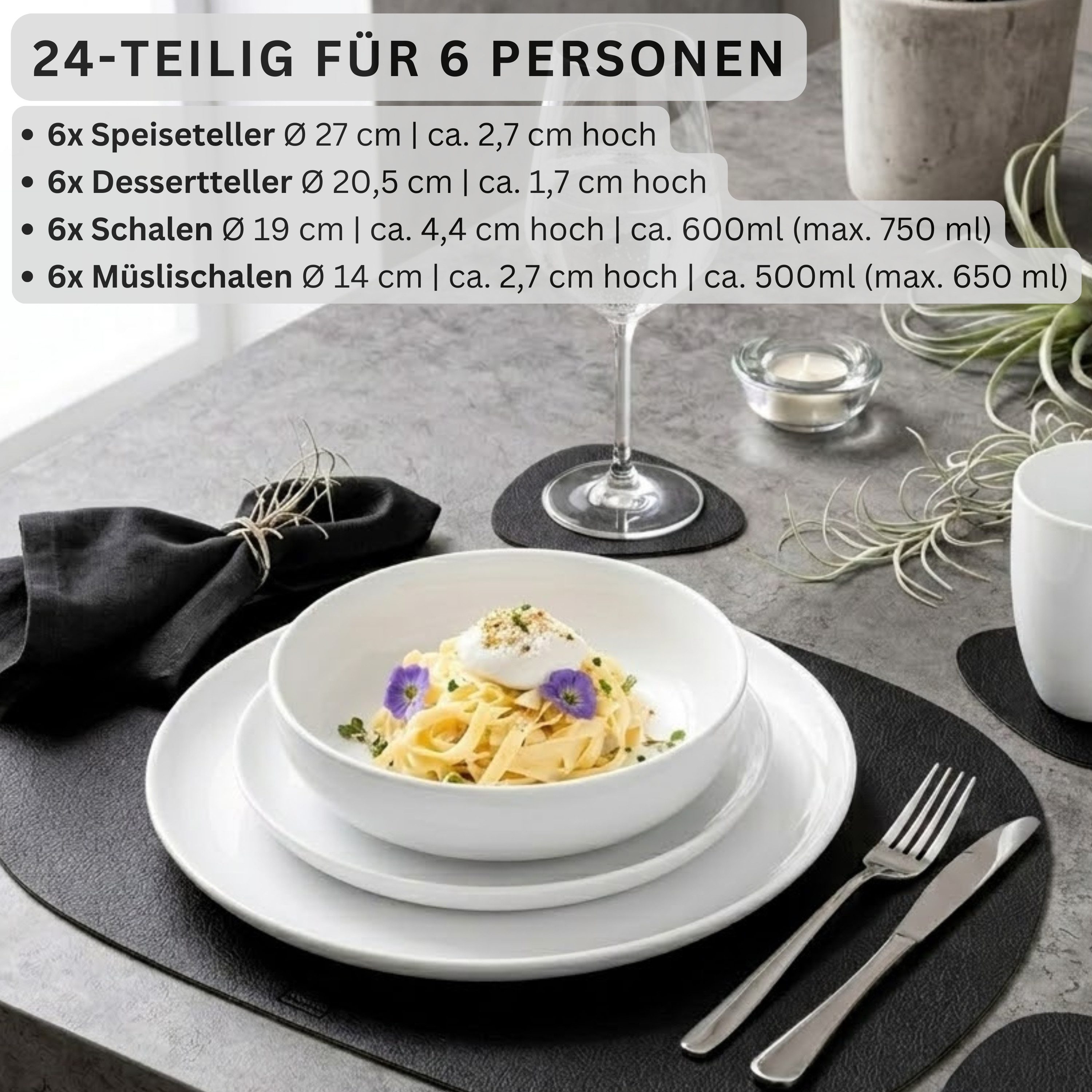 SÄNGER Tafelservice Marlo Geschirrset (24-tlg), 6 Personen, Porzellan, Marlo, Weiß, Premium Collection