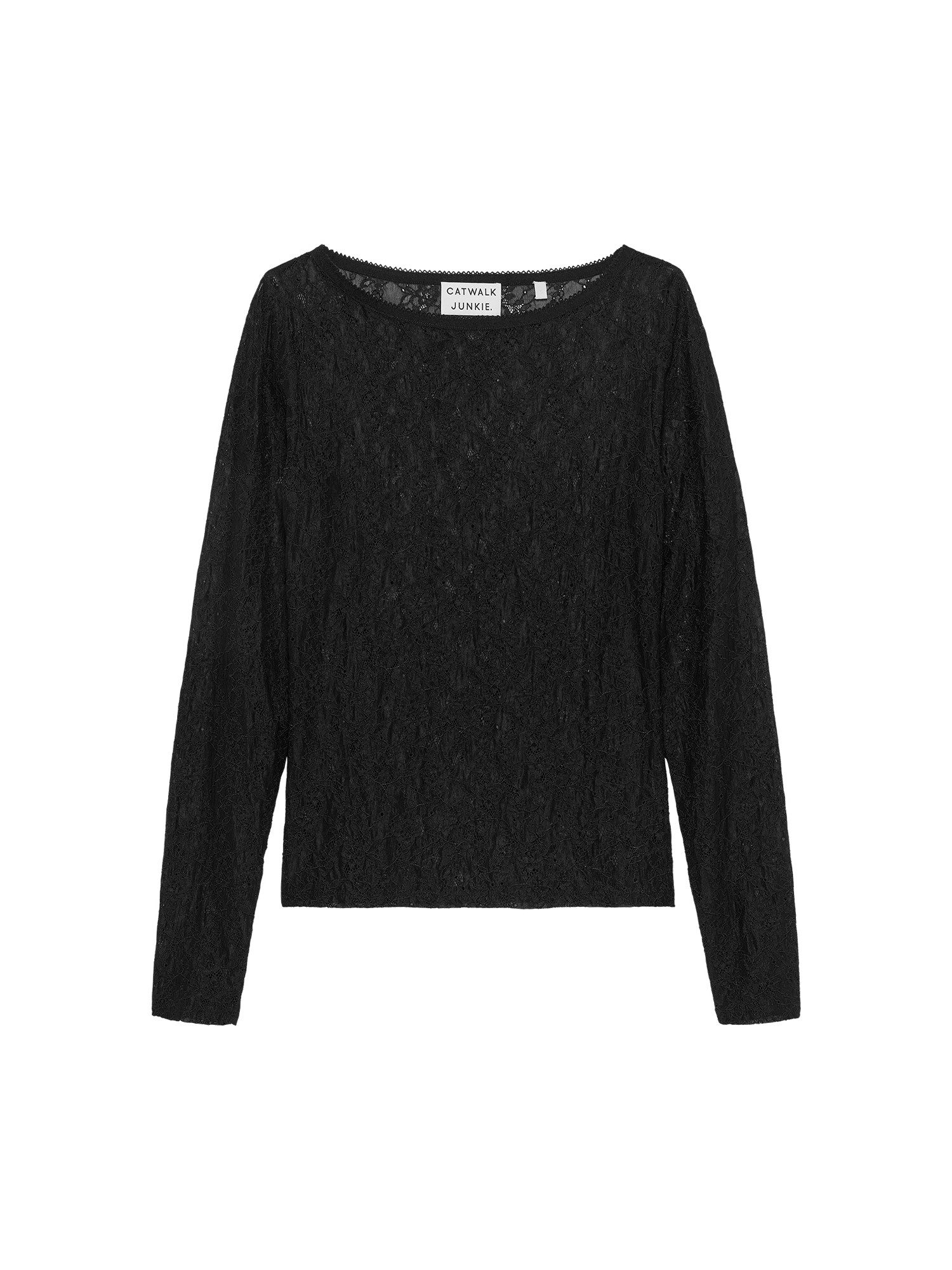 Catwalk Junkie Langarmshirt - Damenshirt in Unifarbe - Shirt mit feiner Spitzen-Optik