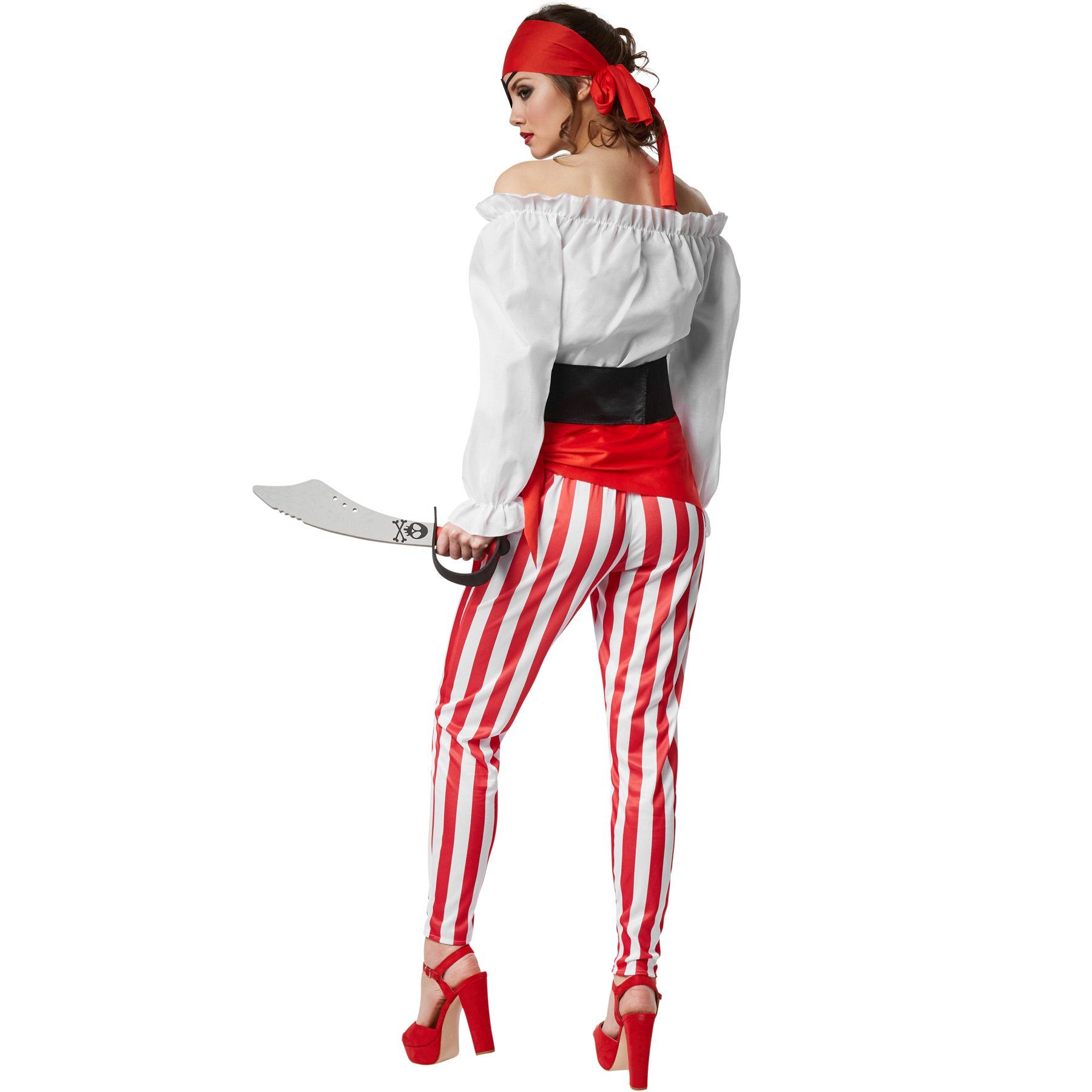 dressforfun Piraten-Kostüm Frauenkostüm Freibeuterin der Meere, Freibeuterin-Outfit in rot-weiß-schwarzem Look