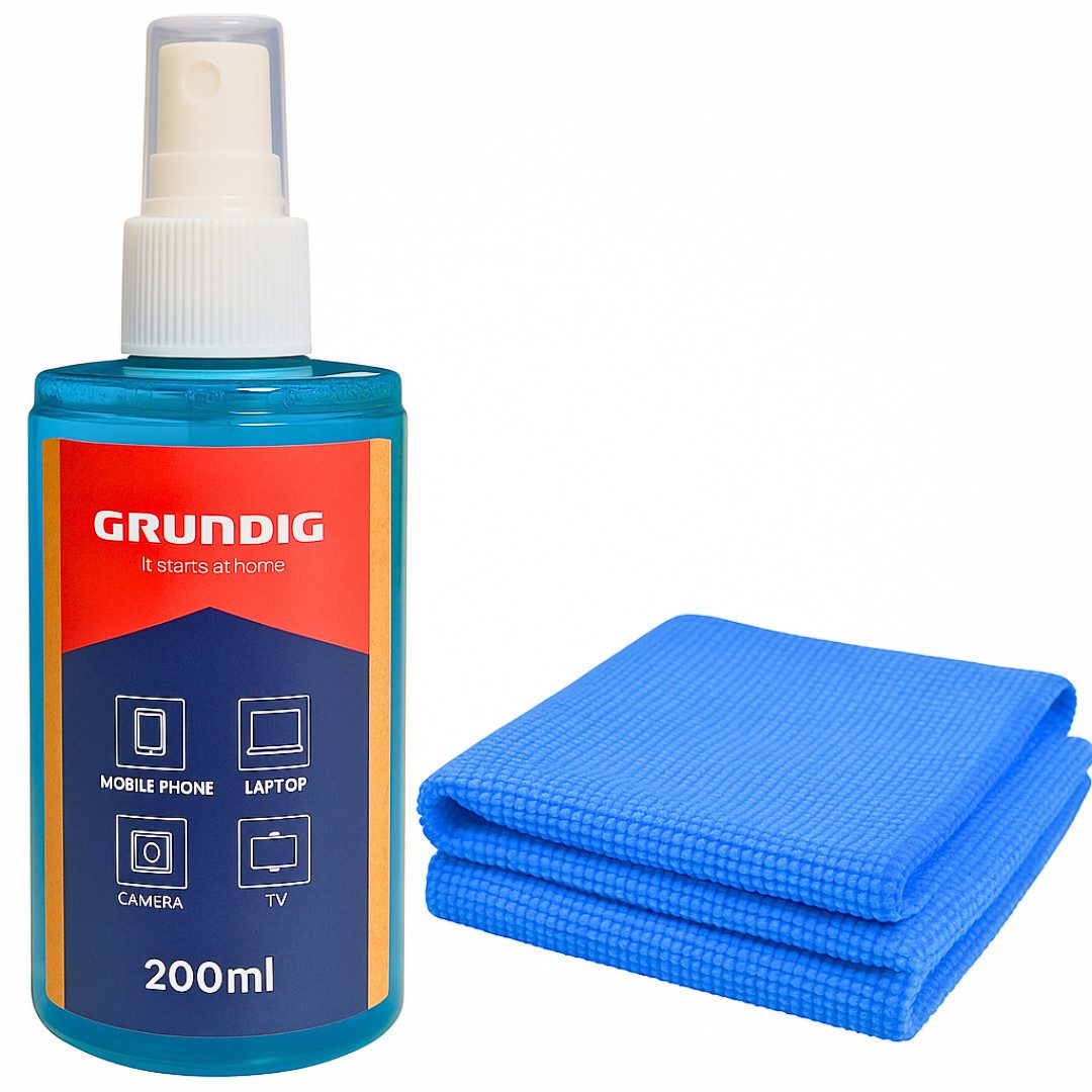 Grundig Grundig Bildschirmreiniger Set 200 ml + Mikrofasertuch für TV & Handy Reinigungsspray