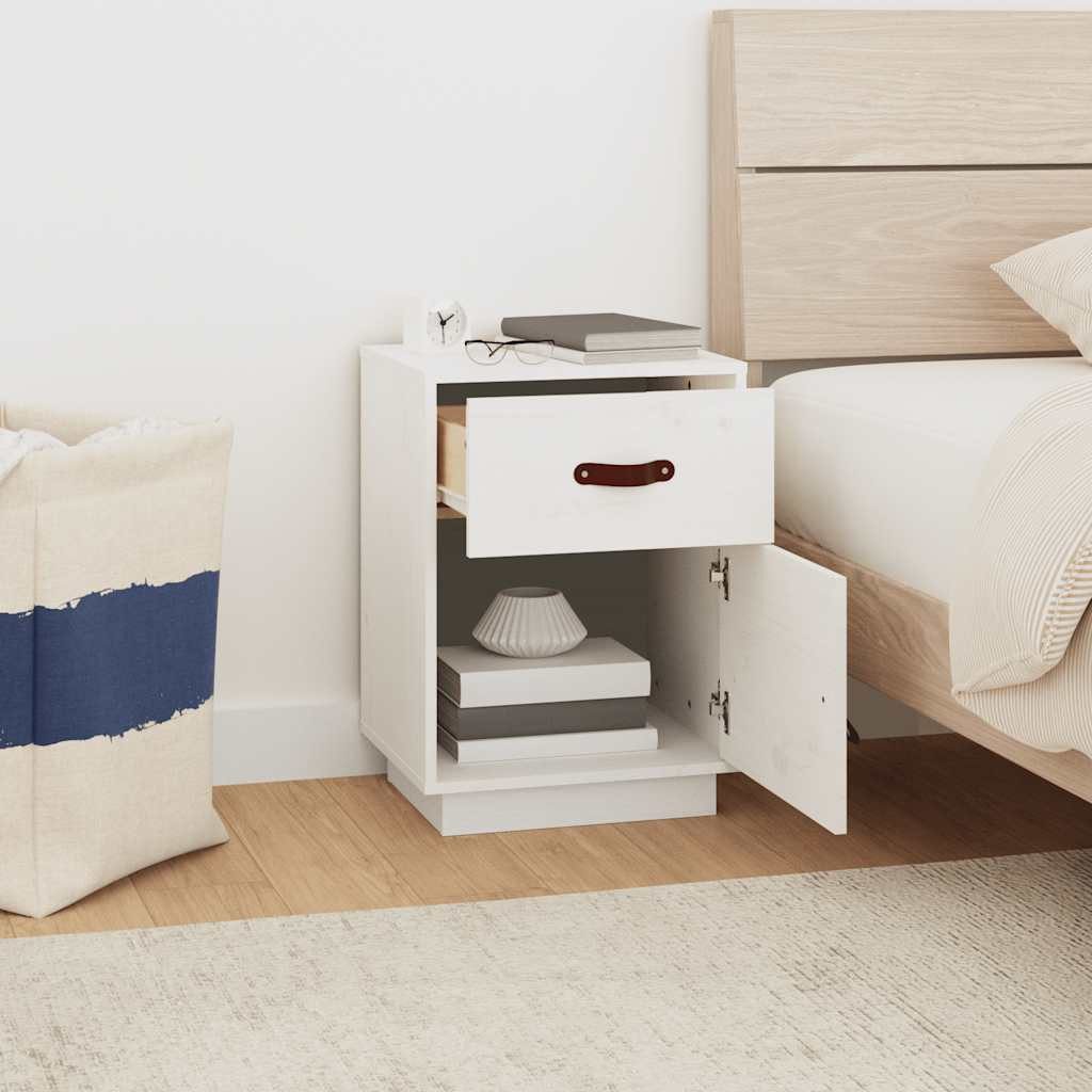vidaXL Nachttisch Nachttisch Weiß 40x34x55 cm Massivholz Kiefer (1-St)