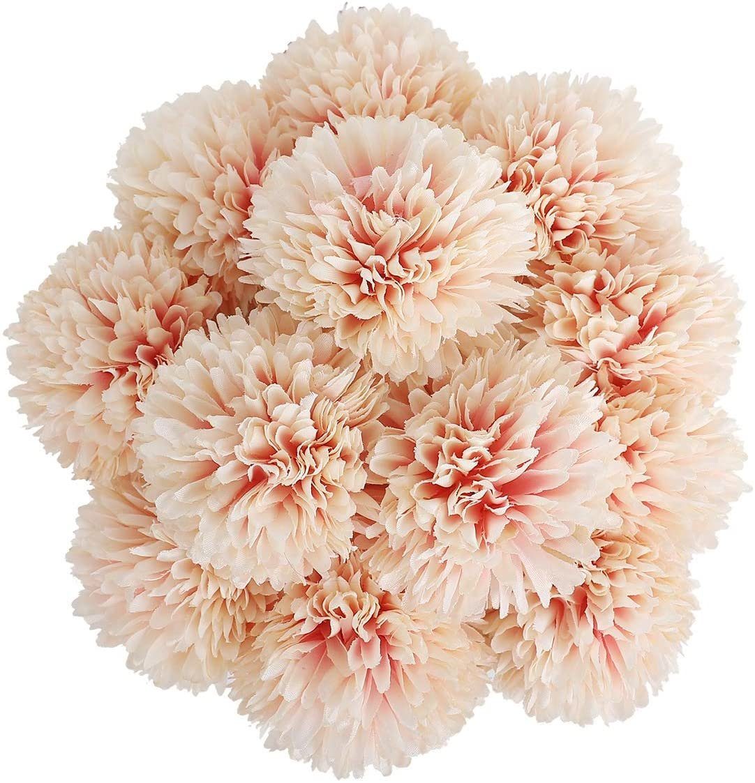 Kunstblume Künstliche Hortensie Blumen,Seide Pompon Kugel, Jormftte Orange