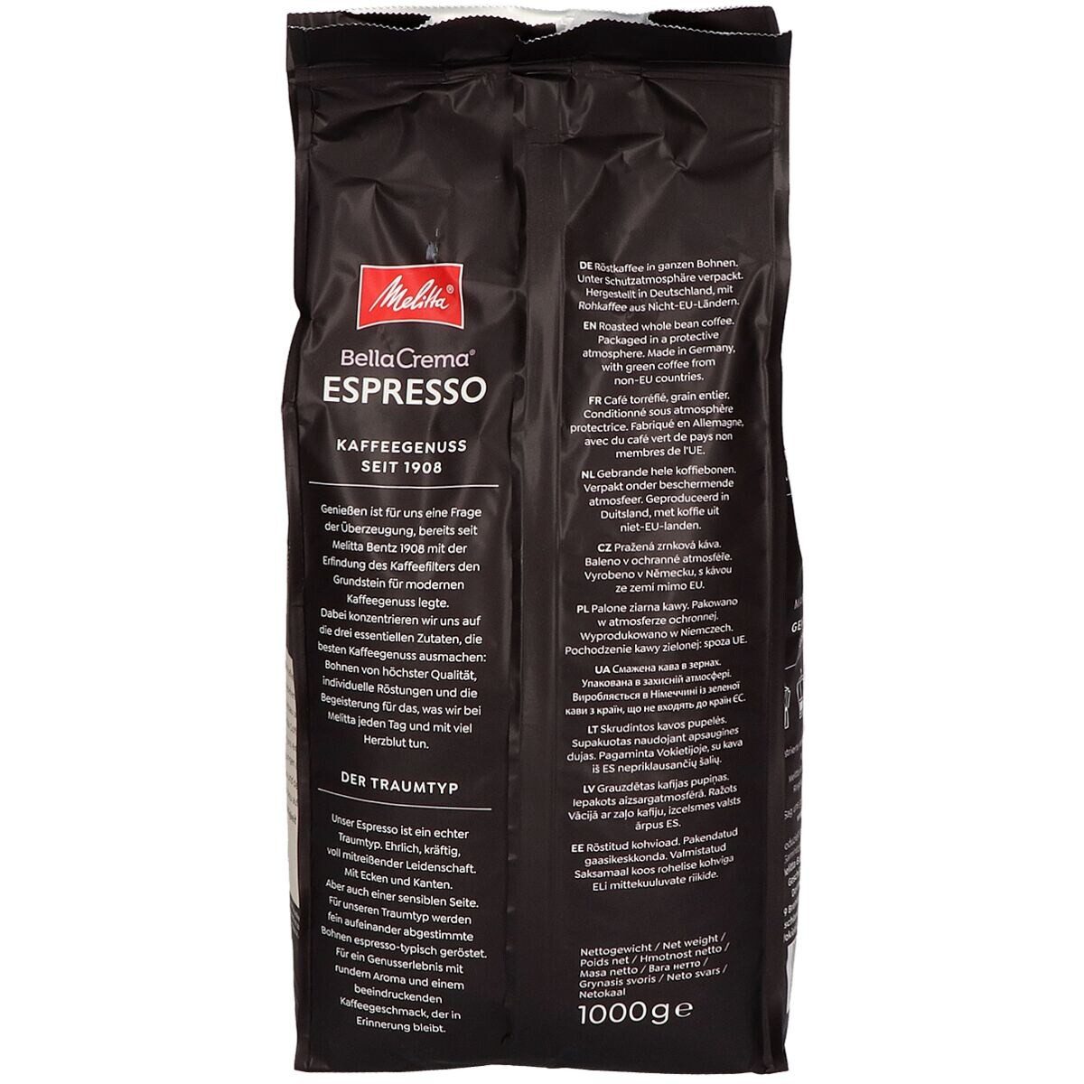 Melitta Kaffee Espresso Bella Crema, 1000 g, ganze Bohnen