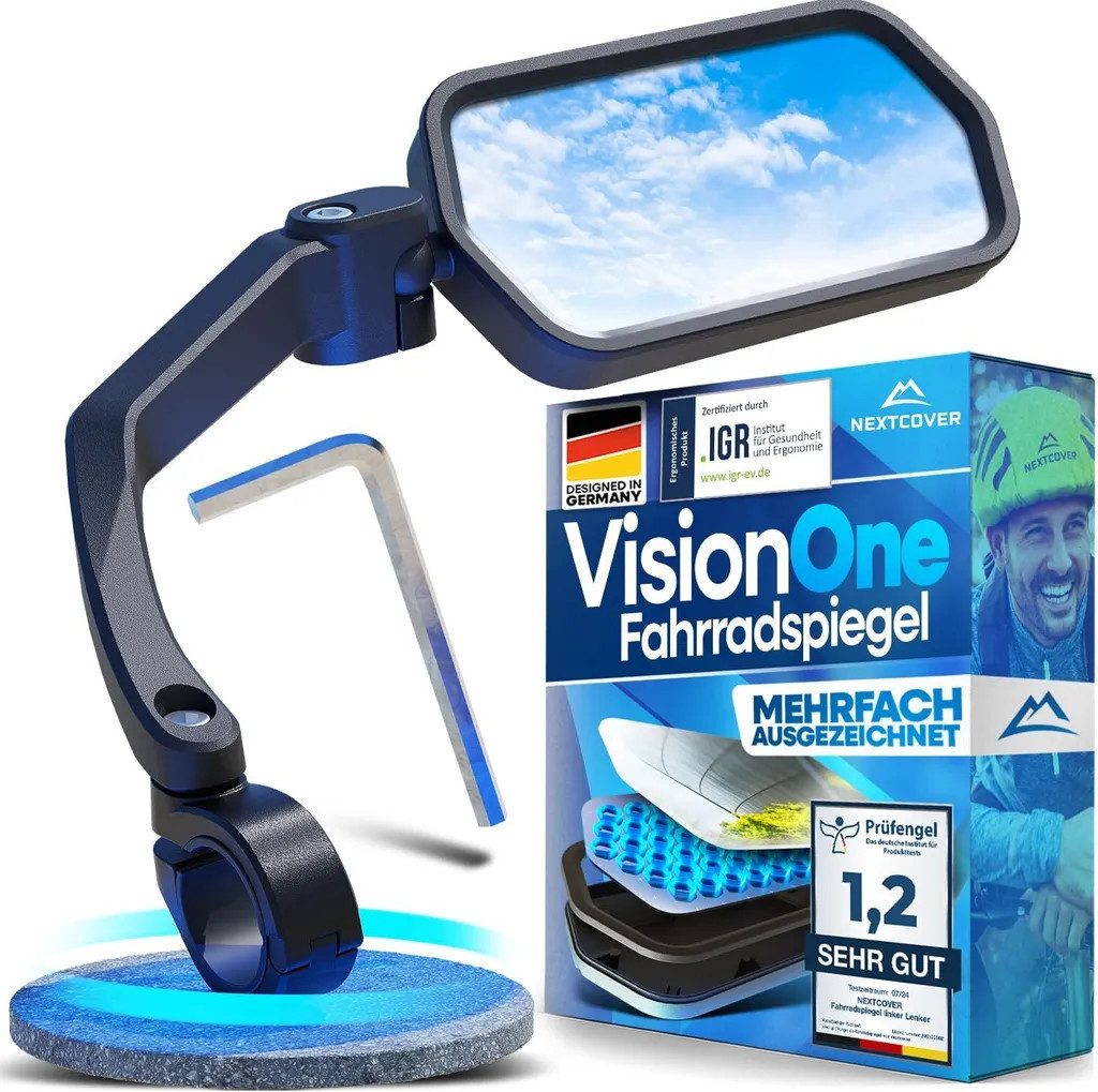 Nextcover Fahrradspiegel NEXTCOVER® Fahrradspiegel für Lenker mit ProVision-Echtglas