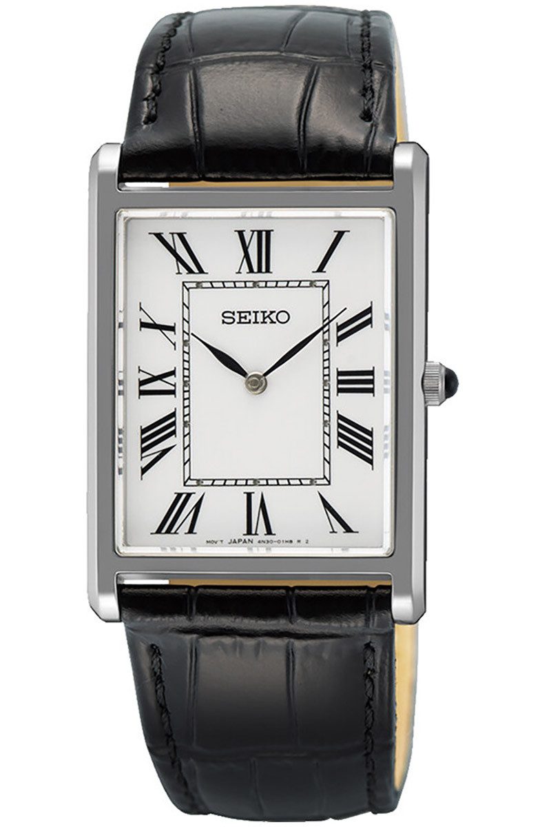 Seiko Quarzuhr Quarz mit Lederband Schwarz günstig online kaufen